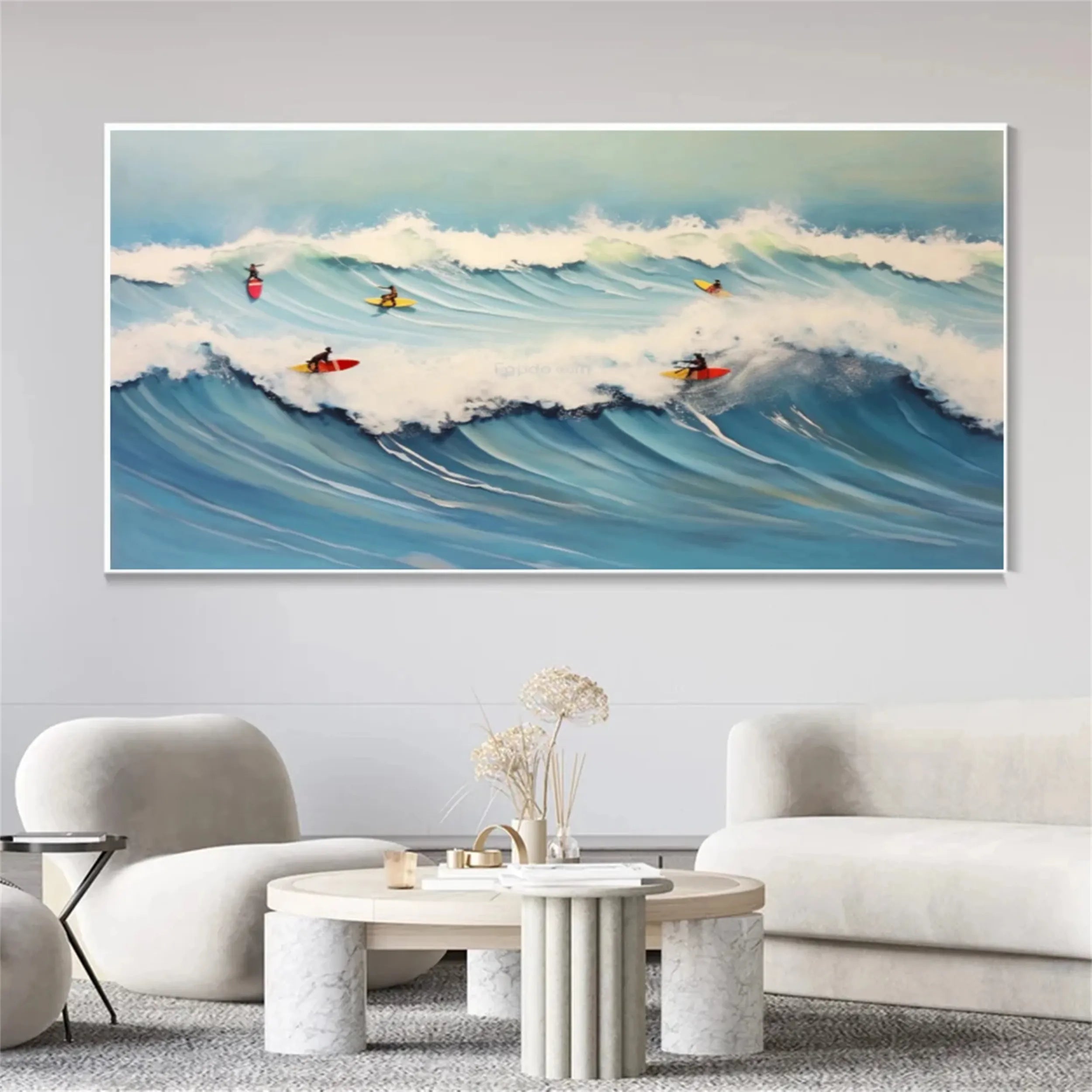 Seascape and Snowy Peak Painting #SP023