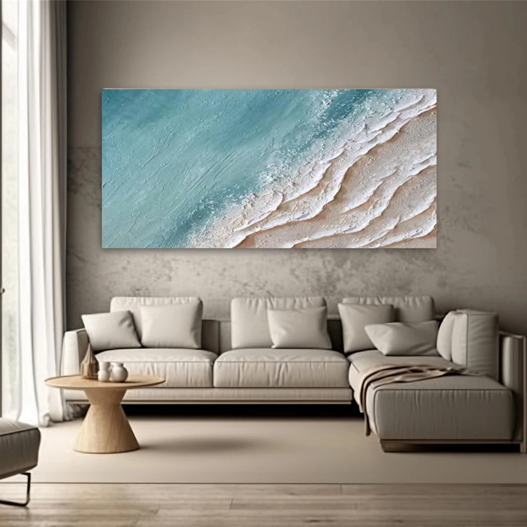 Original dark blue sea abstract art sea plane art oil painting