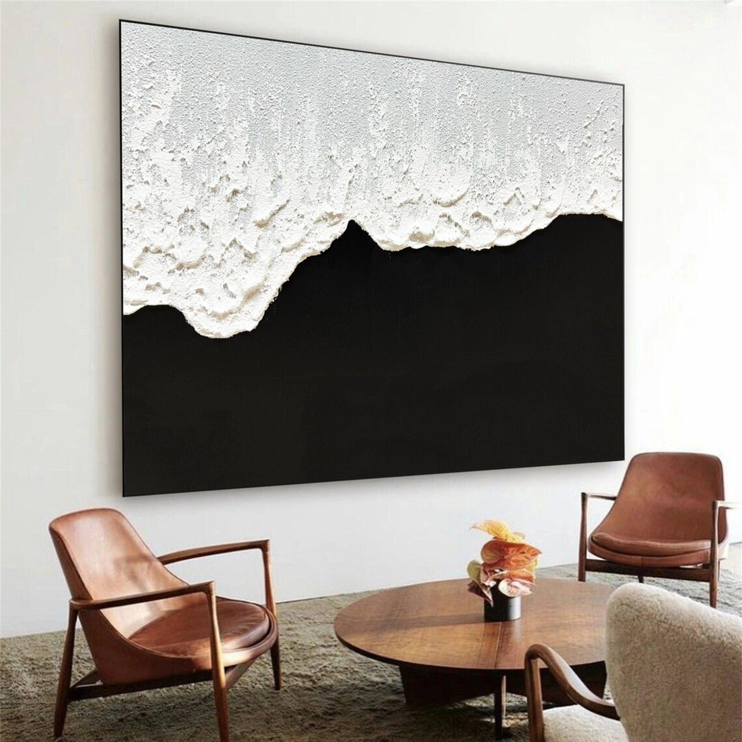 Black White Textured Minimalist Wall Art #MZ058