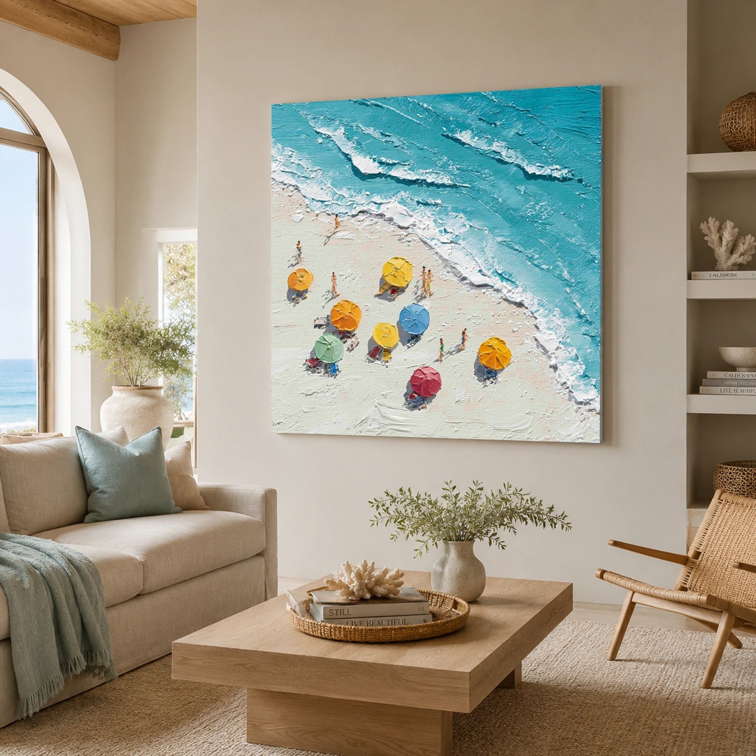 Ocean And Sky Abstract Texture Canvas Art #OS418