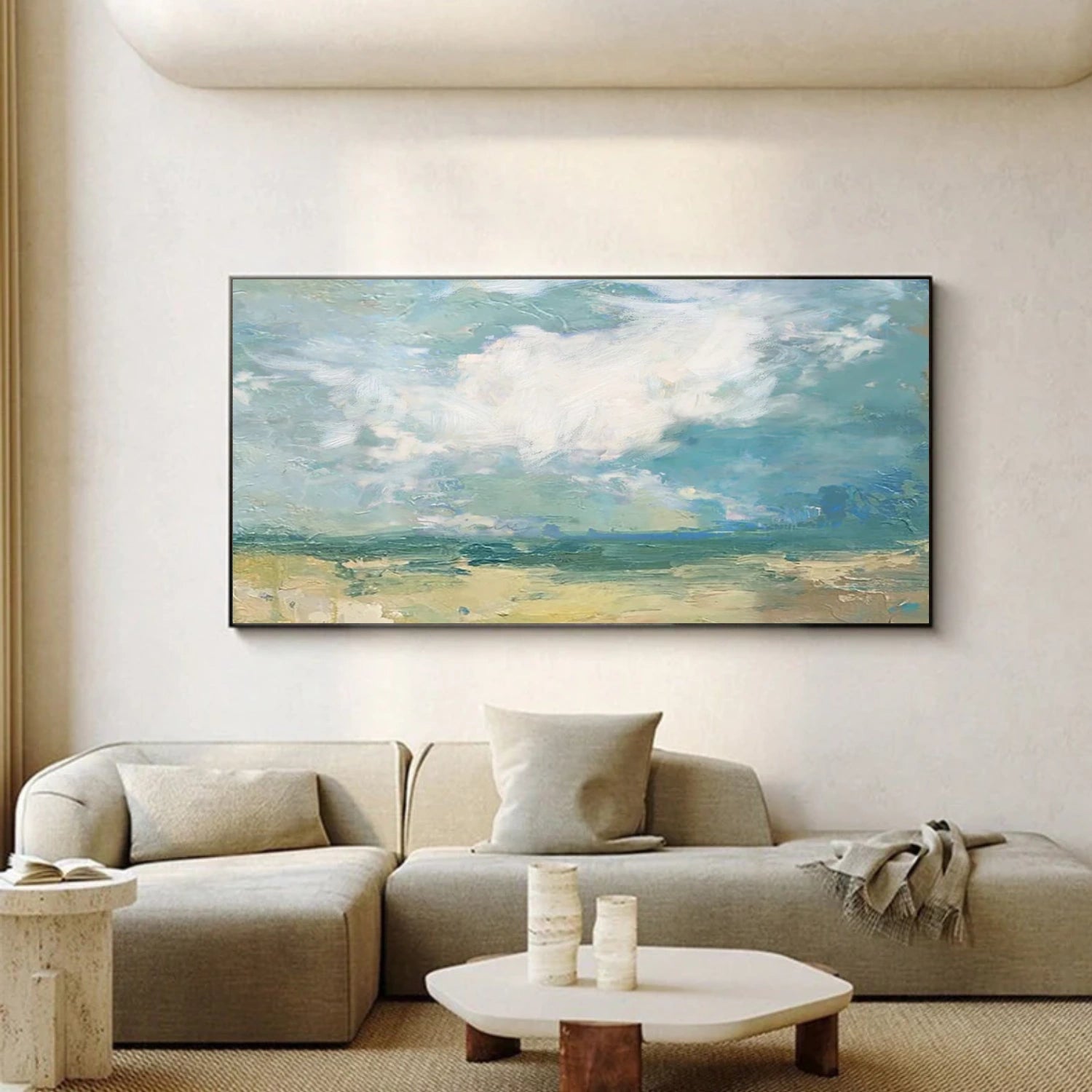 Ocean And Sky Abstract Canvas Art #OS 306