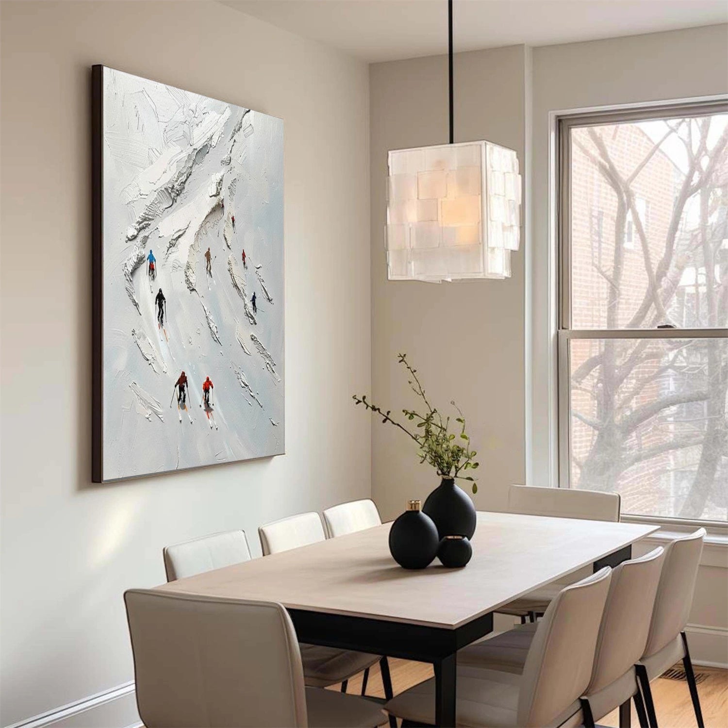 Skiing Sport Art Textured Painting Canvas # SA050