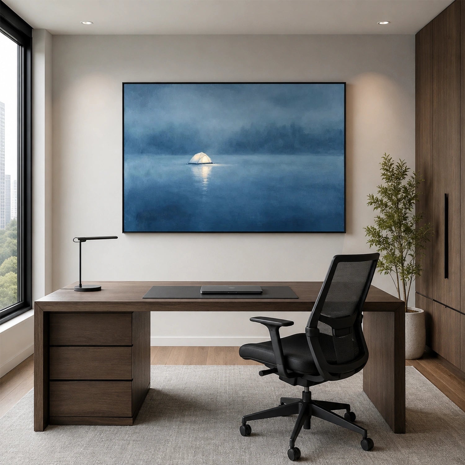 Ocean And Sky Abstract Canvas Art #OS458