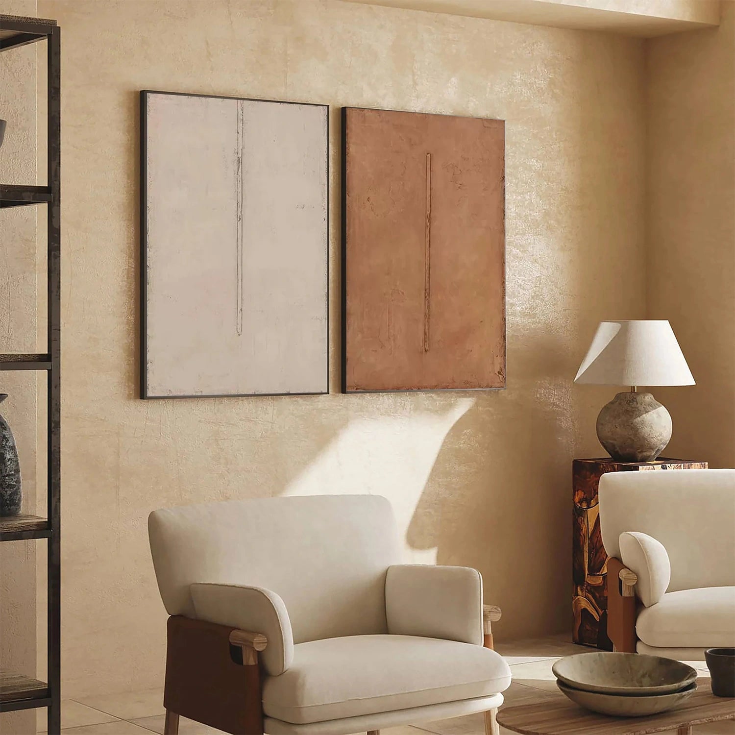 Beige & Brown Abstract Set of 2 #BB161