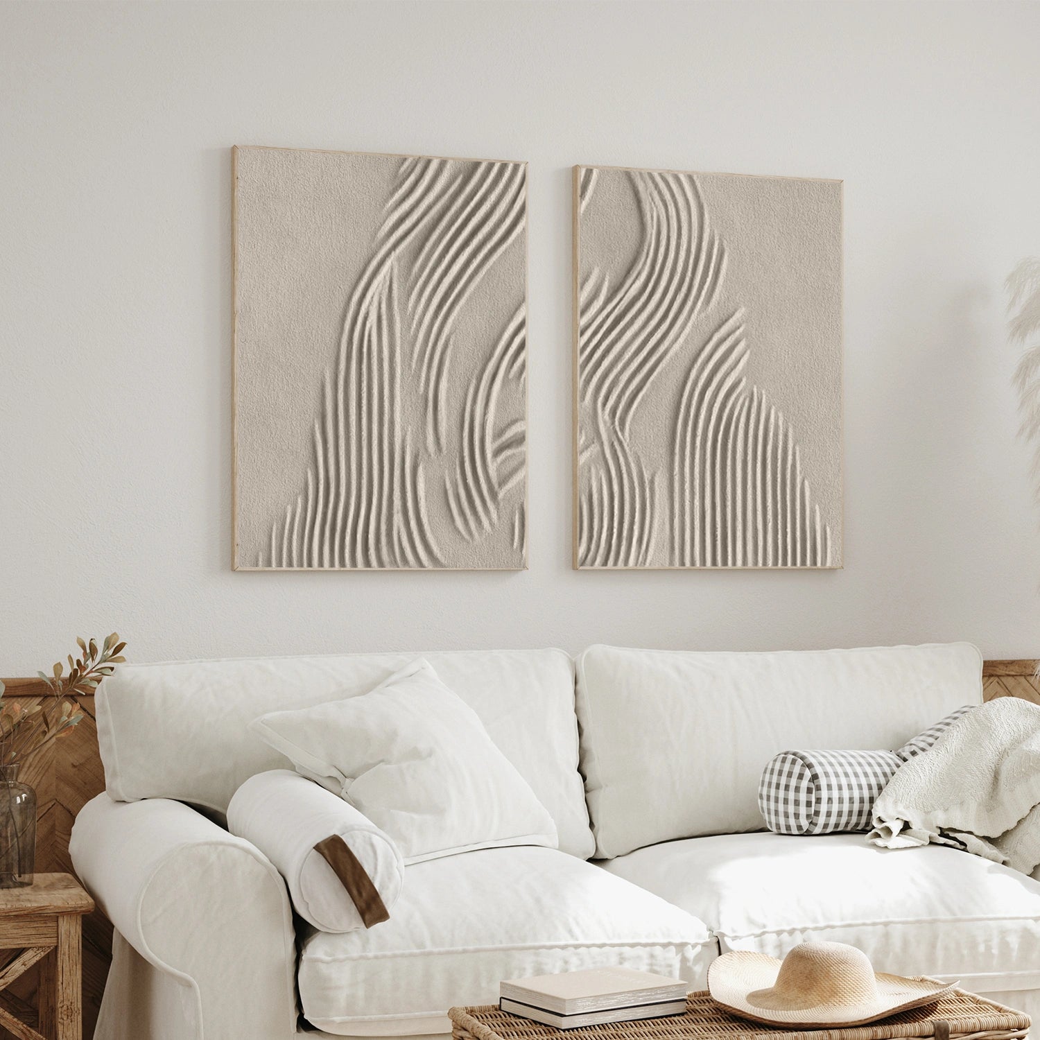 Beige & Brown Abstract Set of 2 #BB146