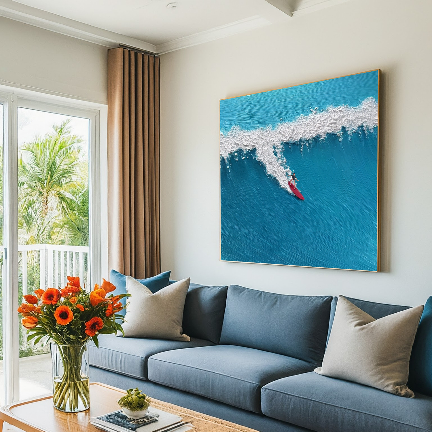 Surfing Sport Texture Canvas Painting #SA024