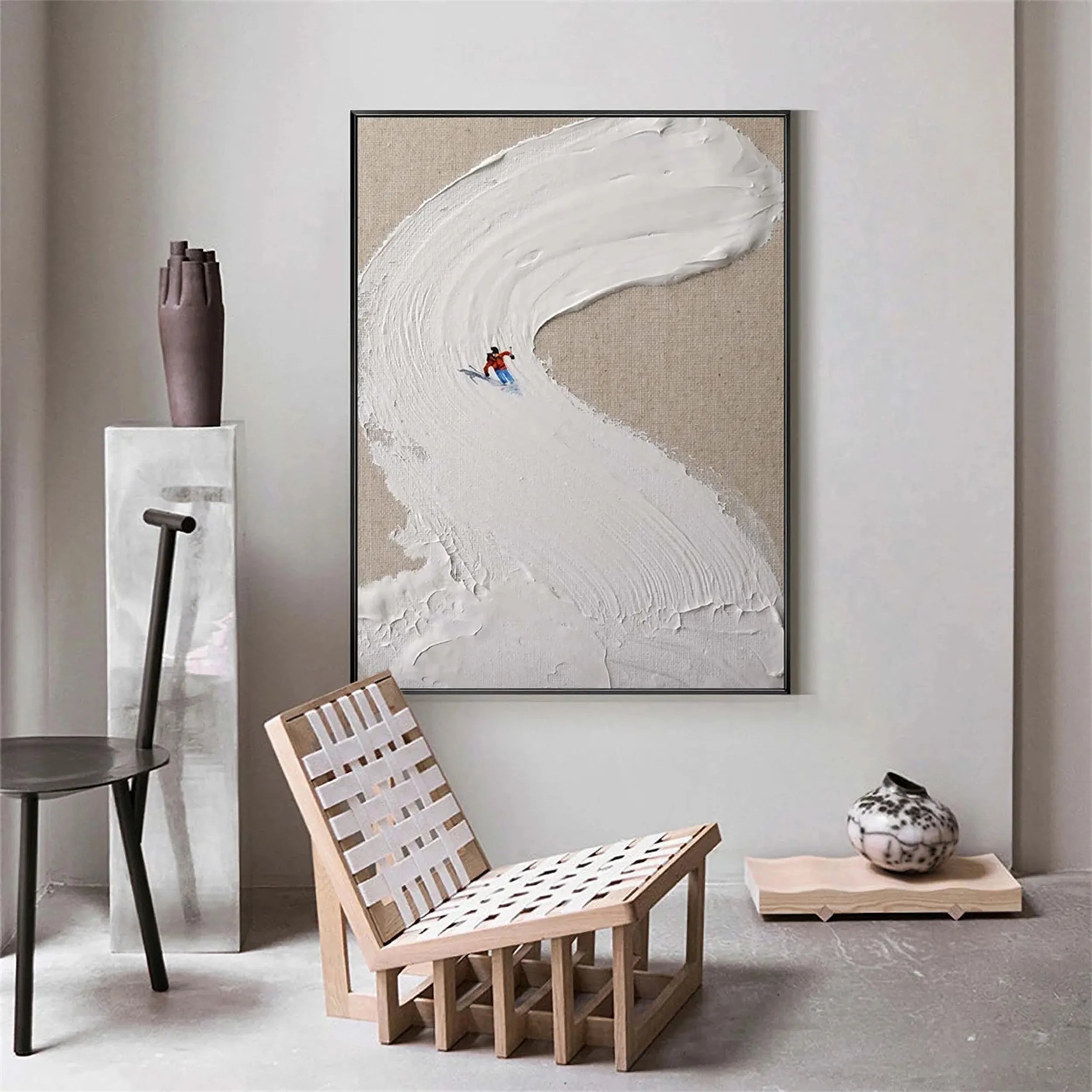 Skiing Sport Art Textured Painting Canvas #MM232