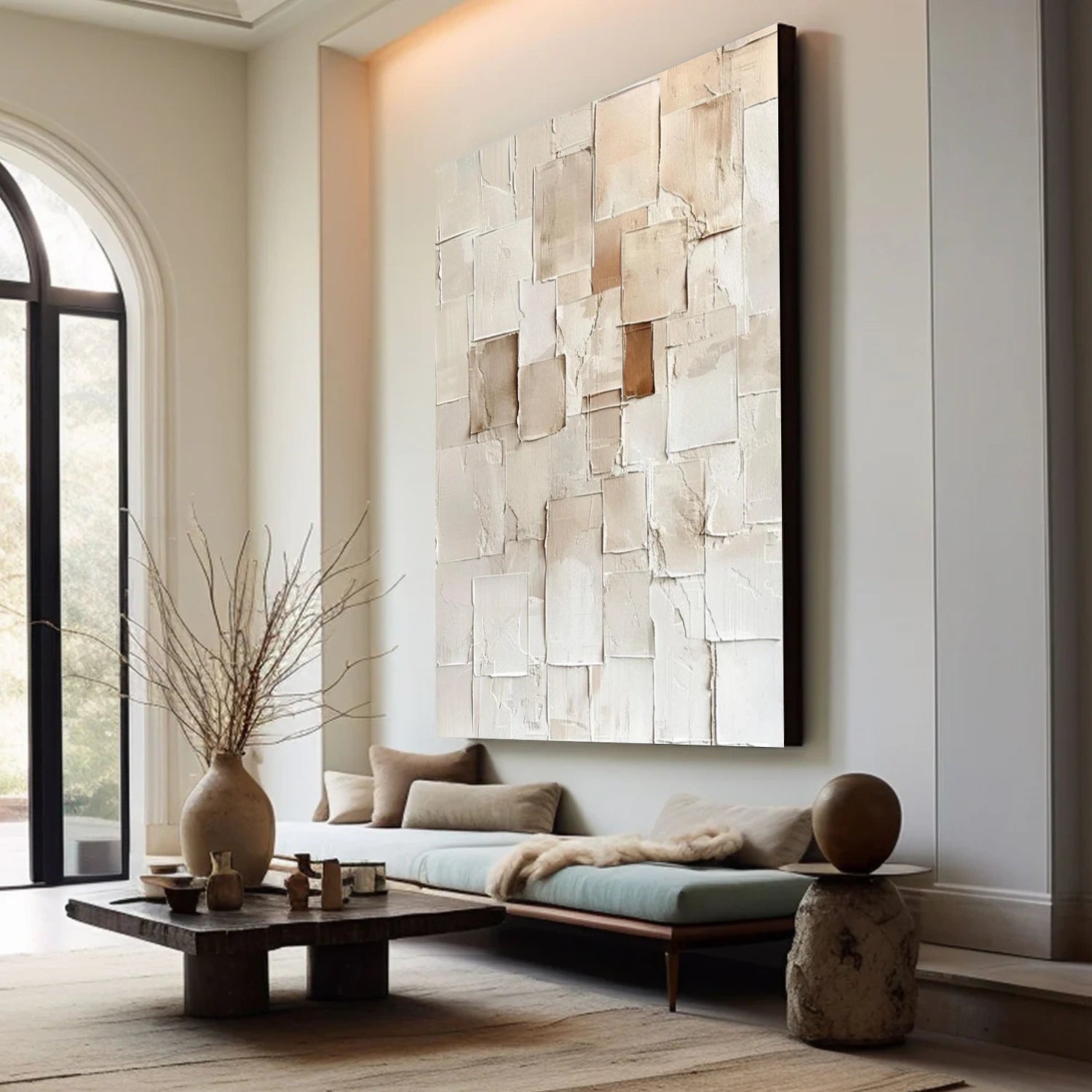 Beige Abstract Textured Wall Art #AB 548