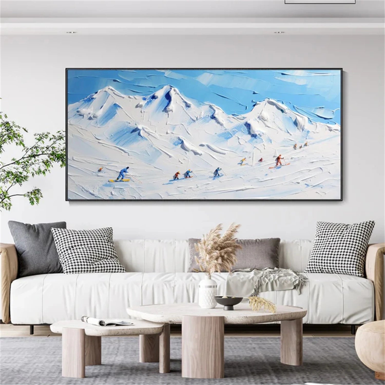 Skiing Sport Art Textured Painting Canvas # SP041