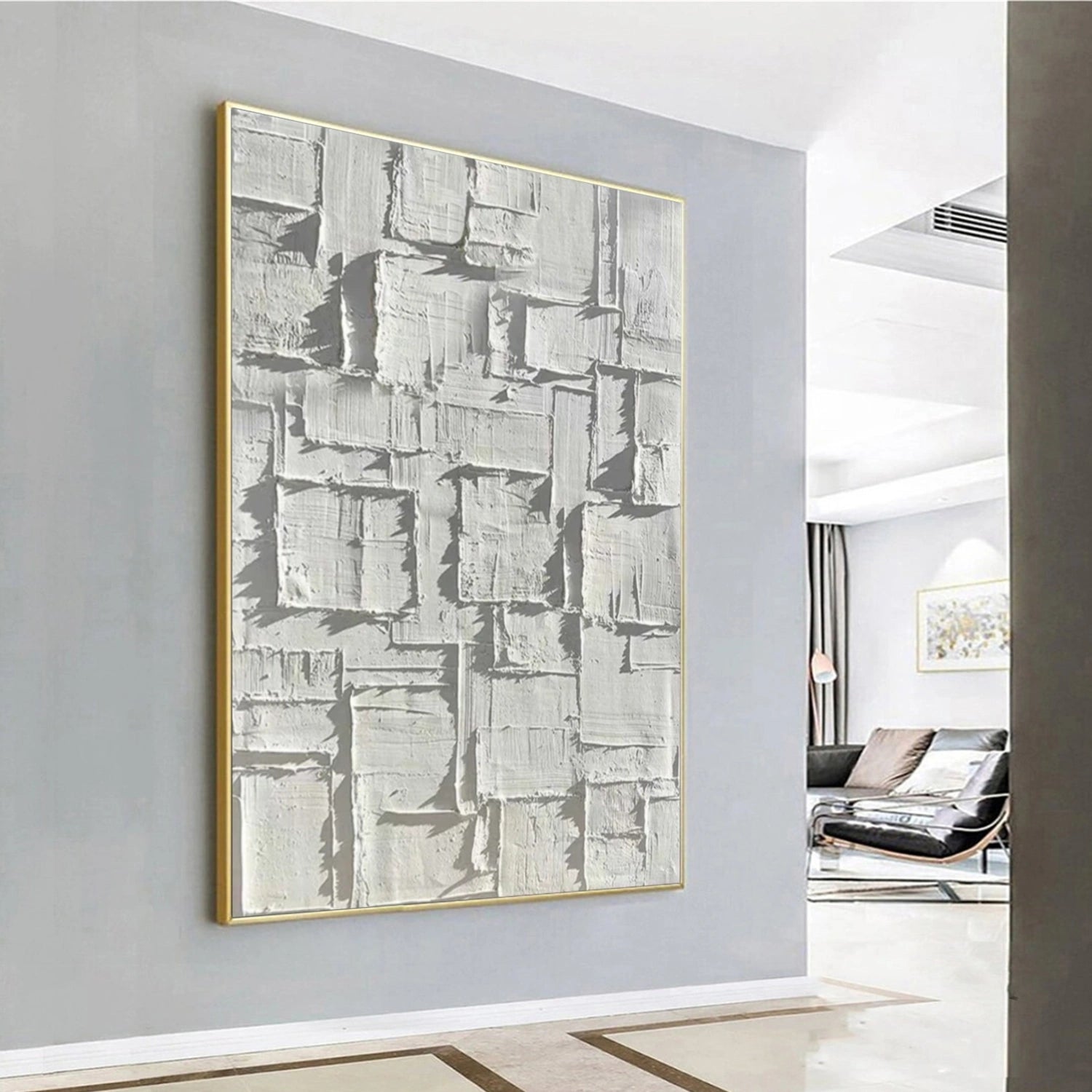 White Abstract Textured Wall Art #AB 551