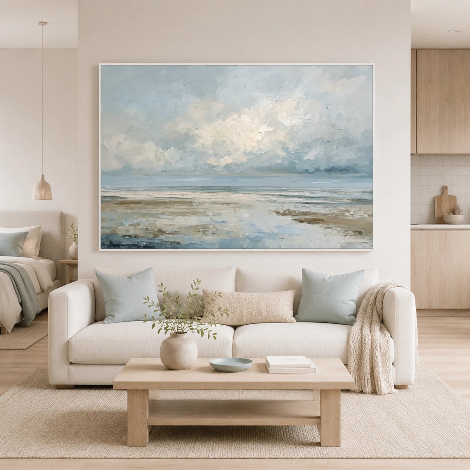 Ocean And Sky Abstract Texture Canvas Art #OS443