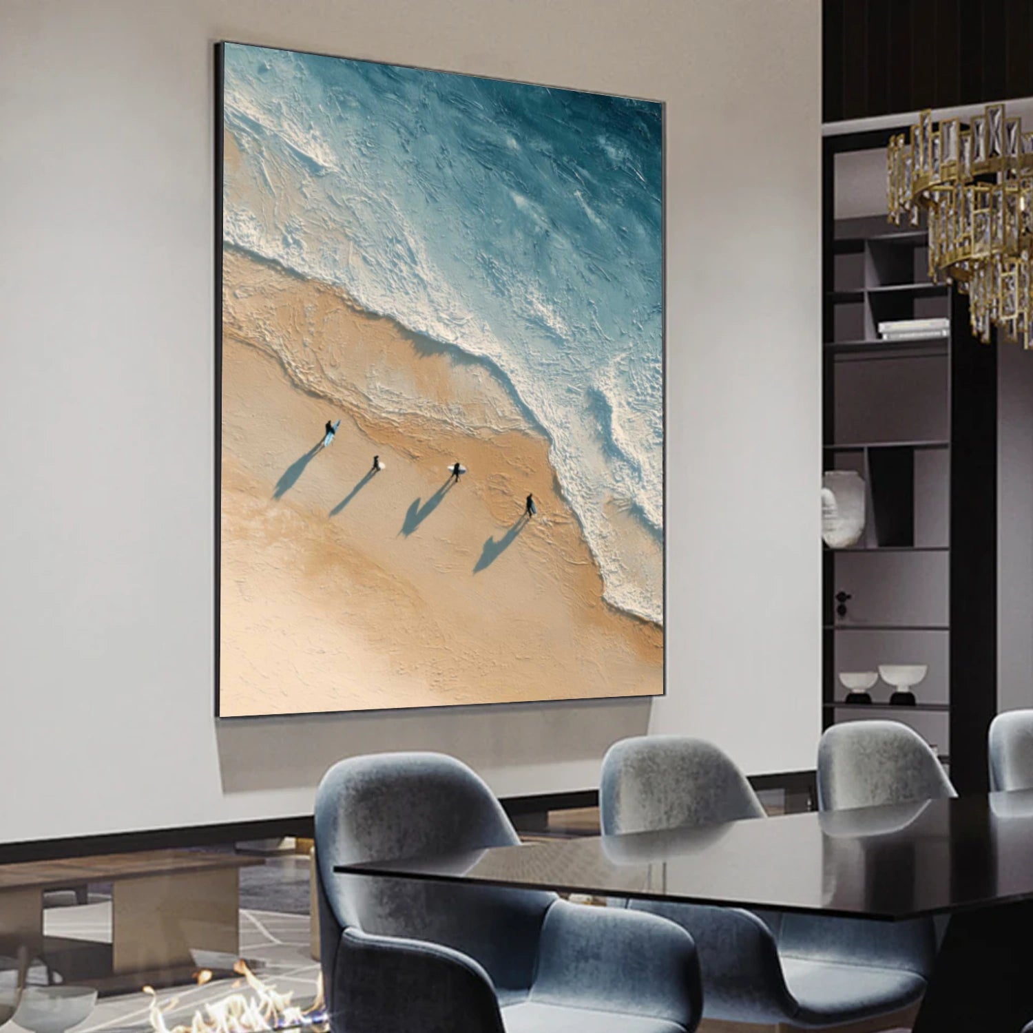 Ocean And Sky Abstract Texture Canvas Art #OS401