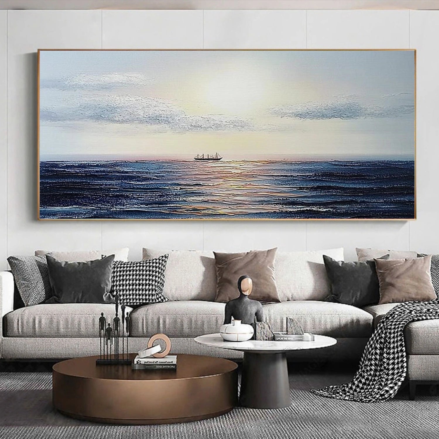 Ocean And Sky Abstract Texture Canvas Art #OS411