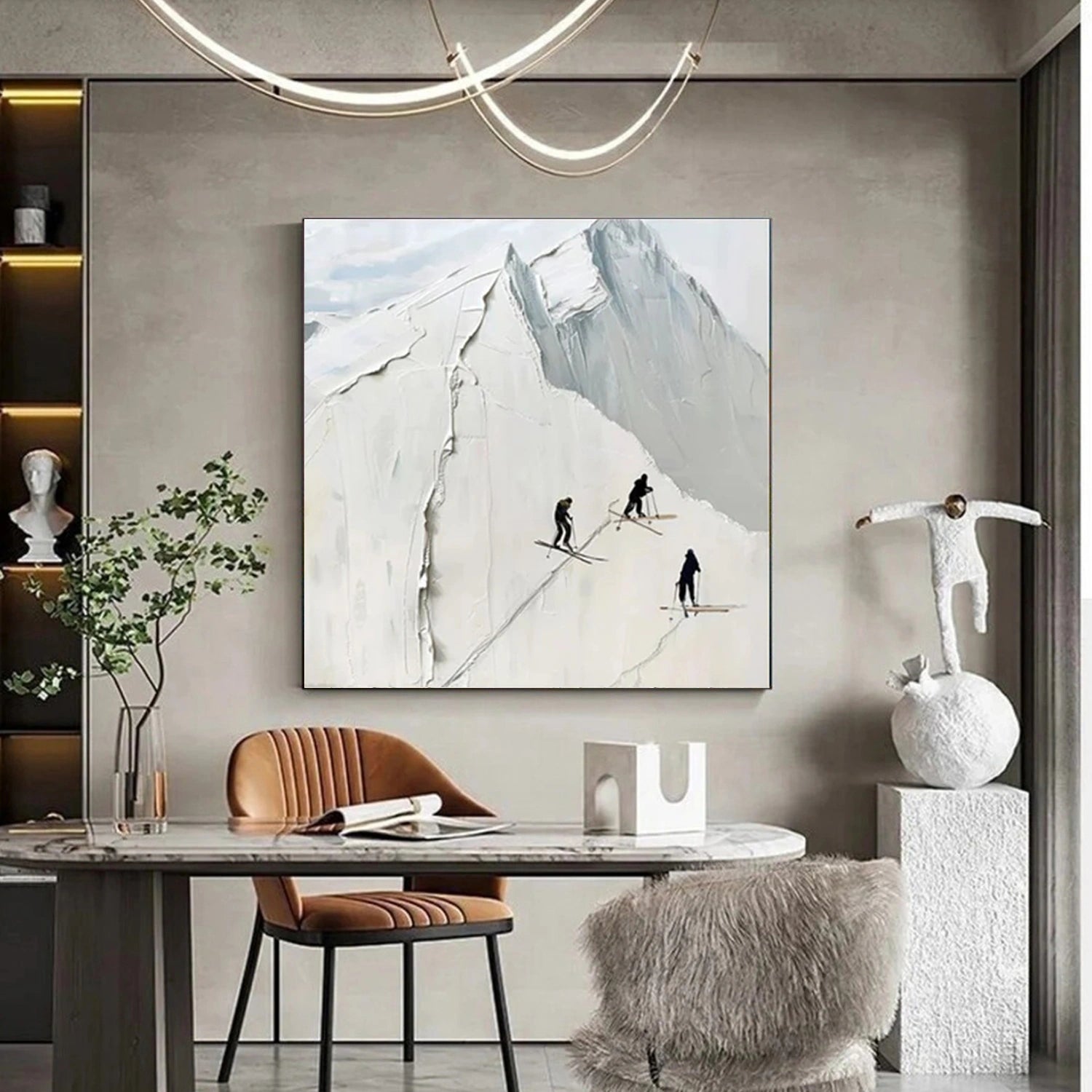 Skiing Sport Art Textured Painting Canvas #SP 049