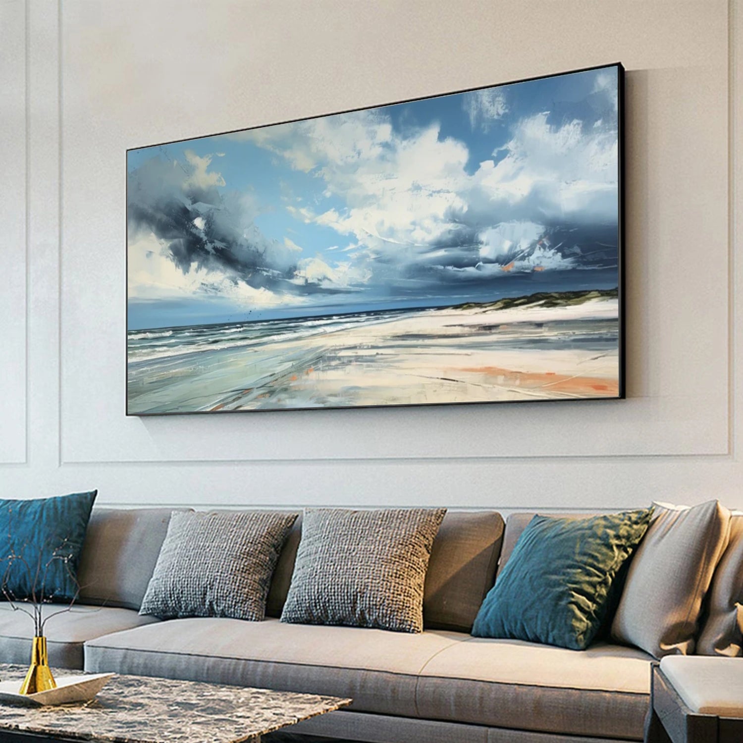 Ocean And Sky Abstract Canvas Art #OS 330