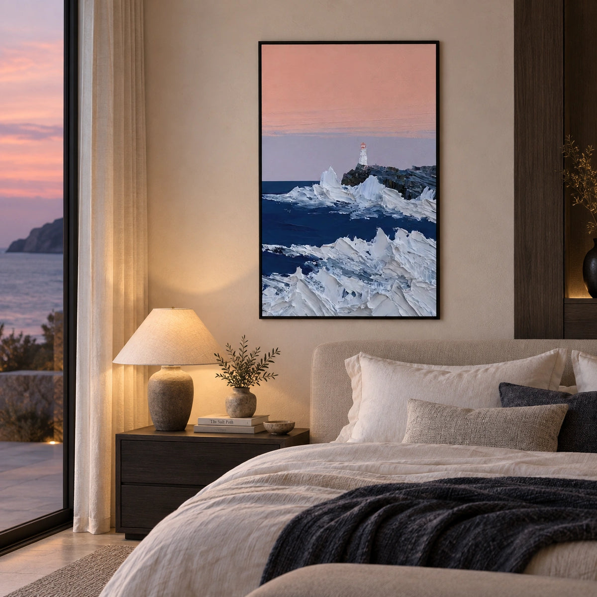 Ocean And Sky Abstract Canvas Art #OS474