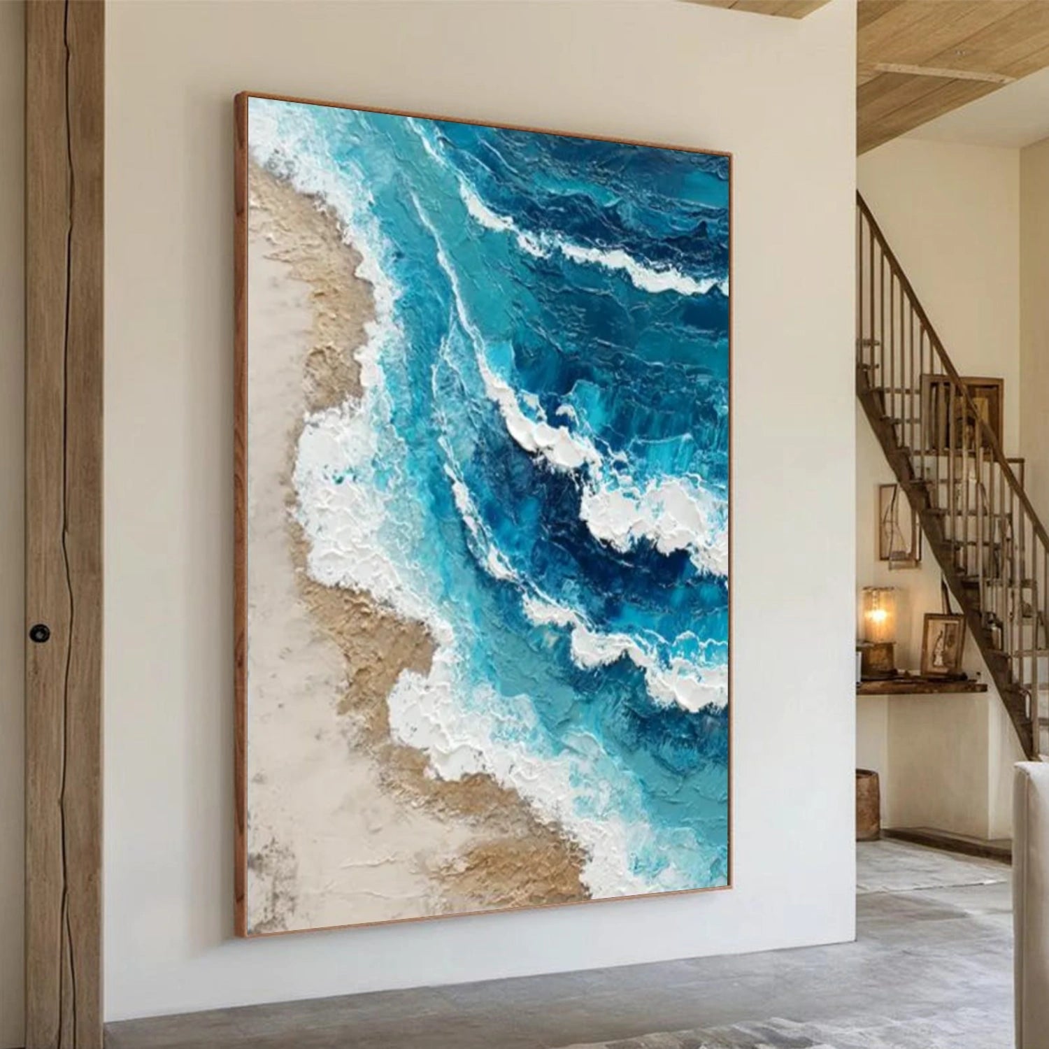 Ocean And Sky Abstract Textured Canvas Art #OS346