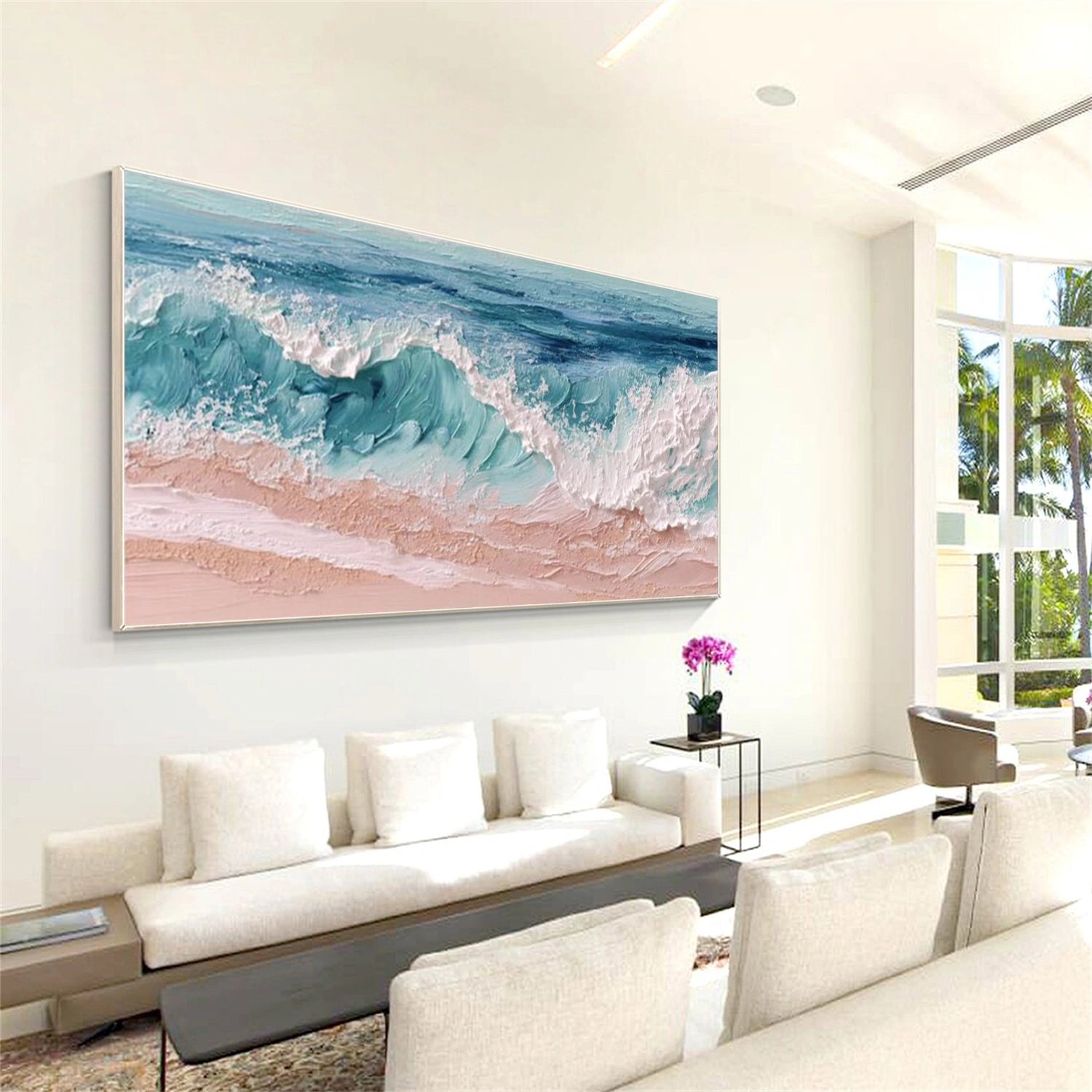 Ocean And Sky Abstract Textured Canvas Art #OS345