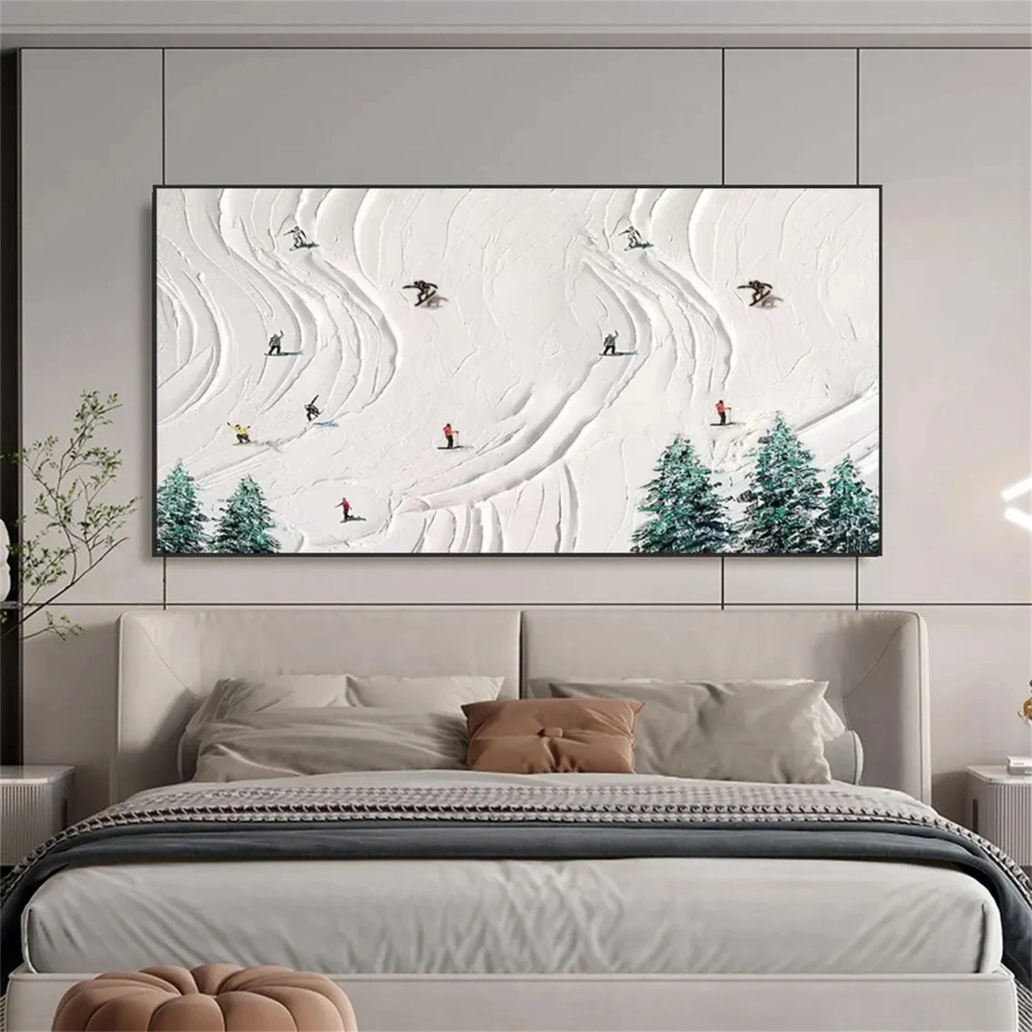 Skiing Sport Art Textured Painting Canvas # SP037