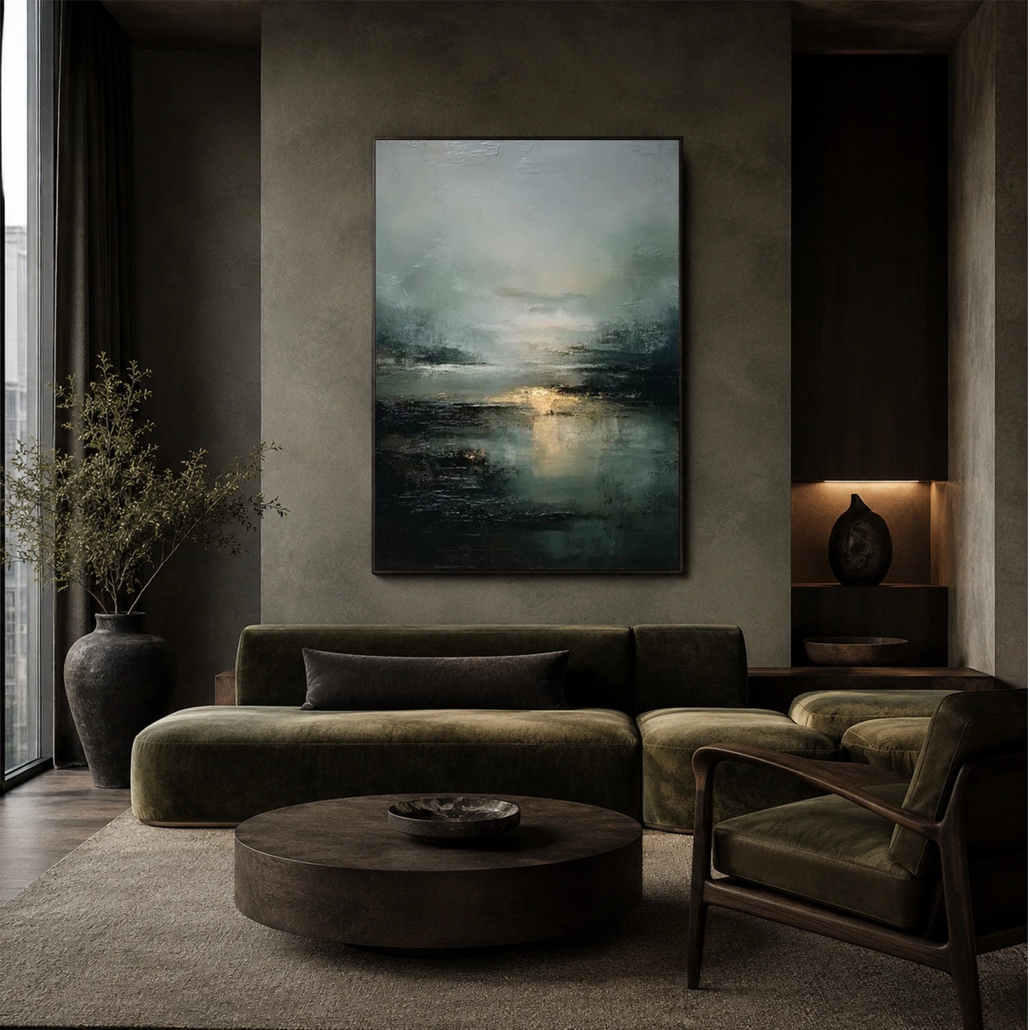 Ocean And Sky Abstract Canvas Art #OS462