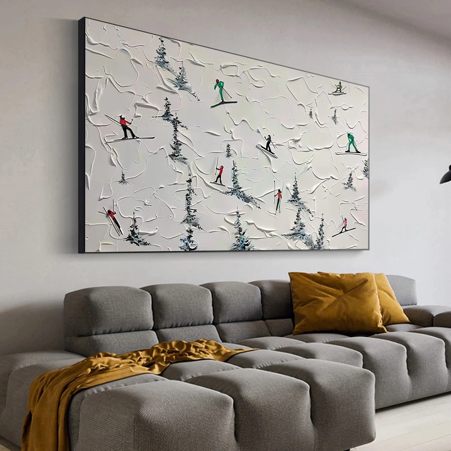 Skiing Sport Art Textured Painting Canvas  # SA072