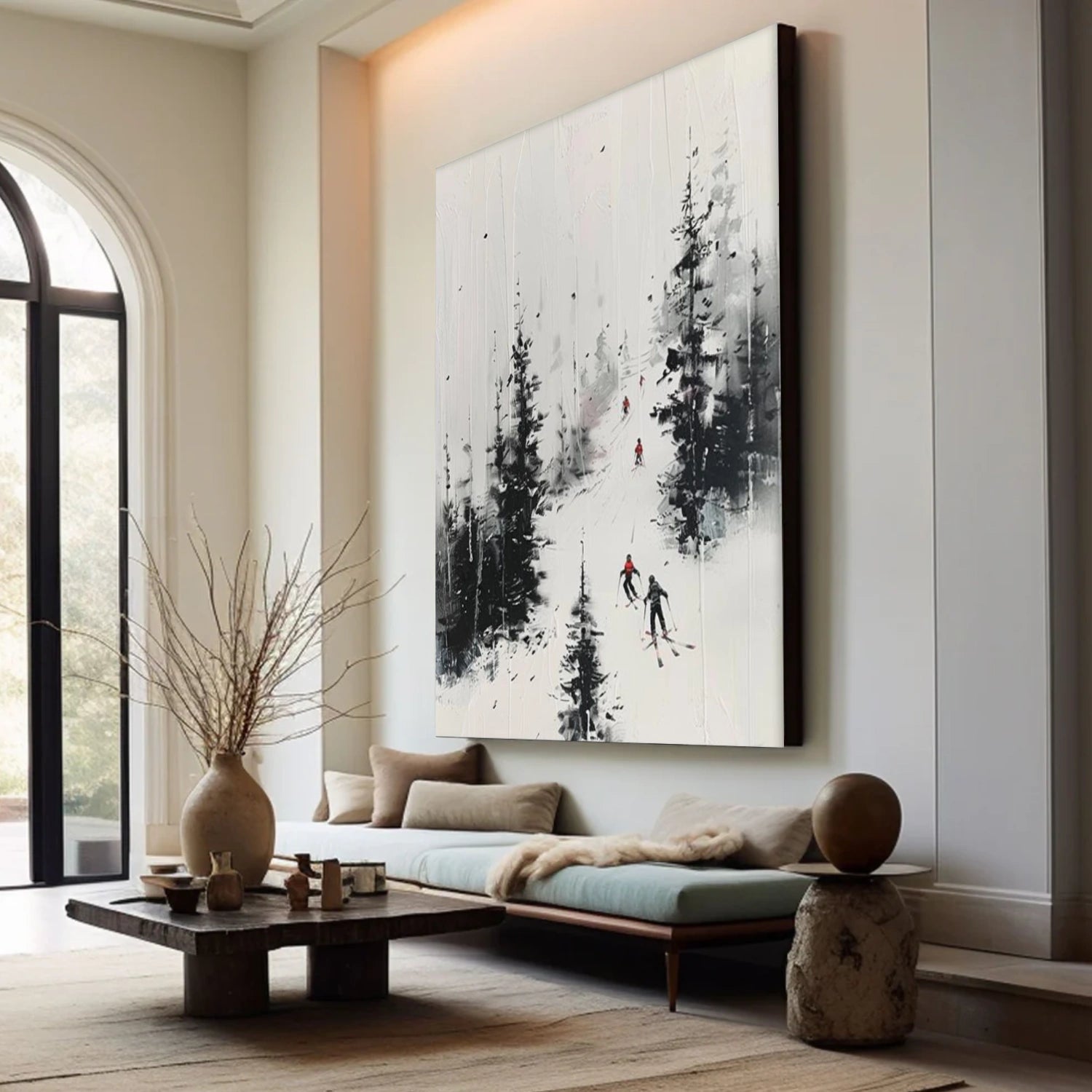 Skiing Sport Art Textured Painting Canvas # SA032