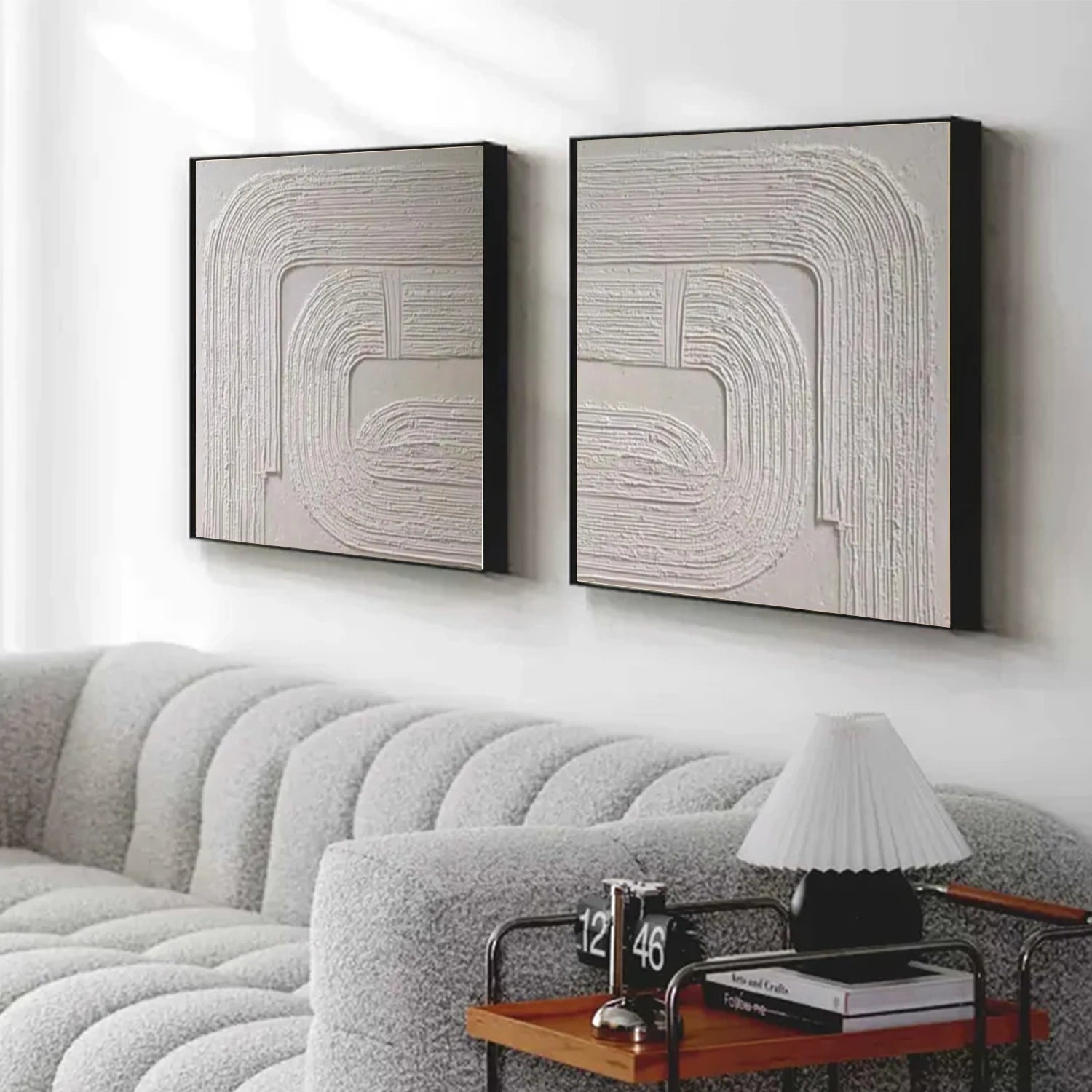 Beige Abstract Textured Square Set of 2 Wall Art #AB 561