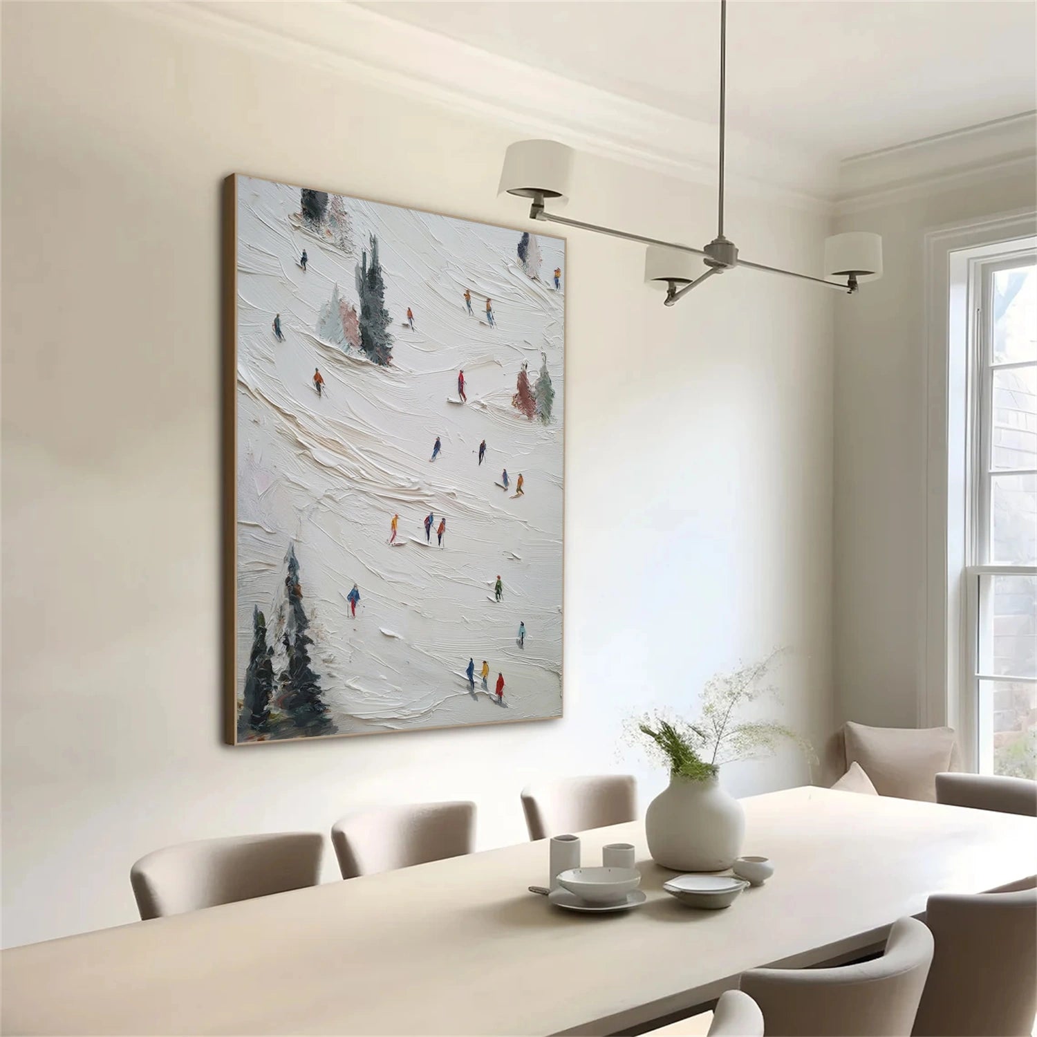 Skiing Sport Art Textured Painting Canvas # SA063