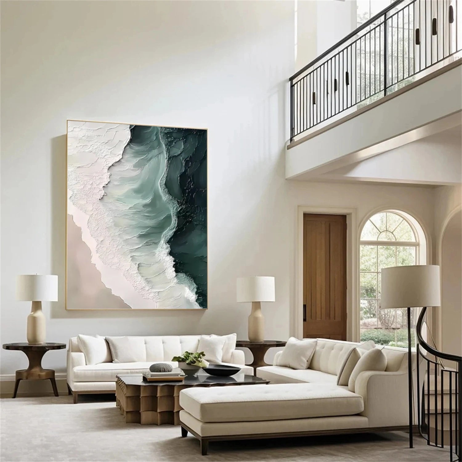 Ocean And Sky Abstract Textured Canvas Art #OS 300