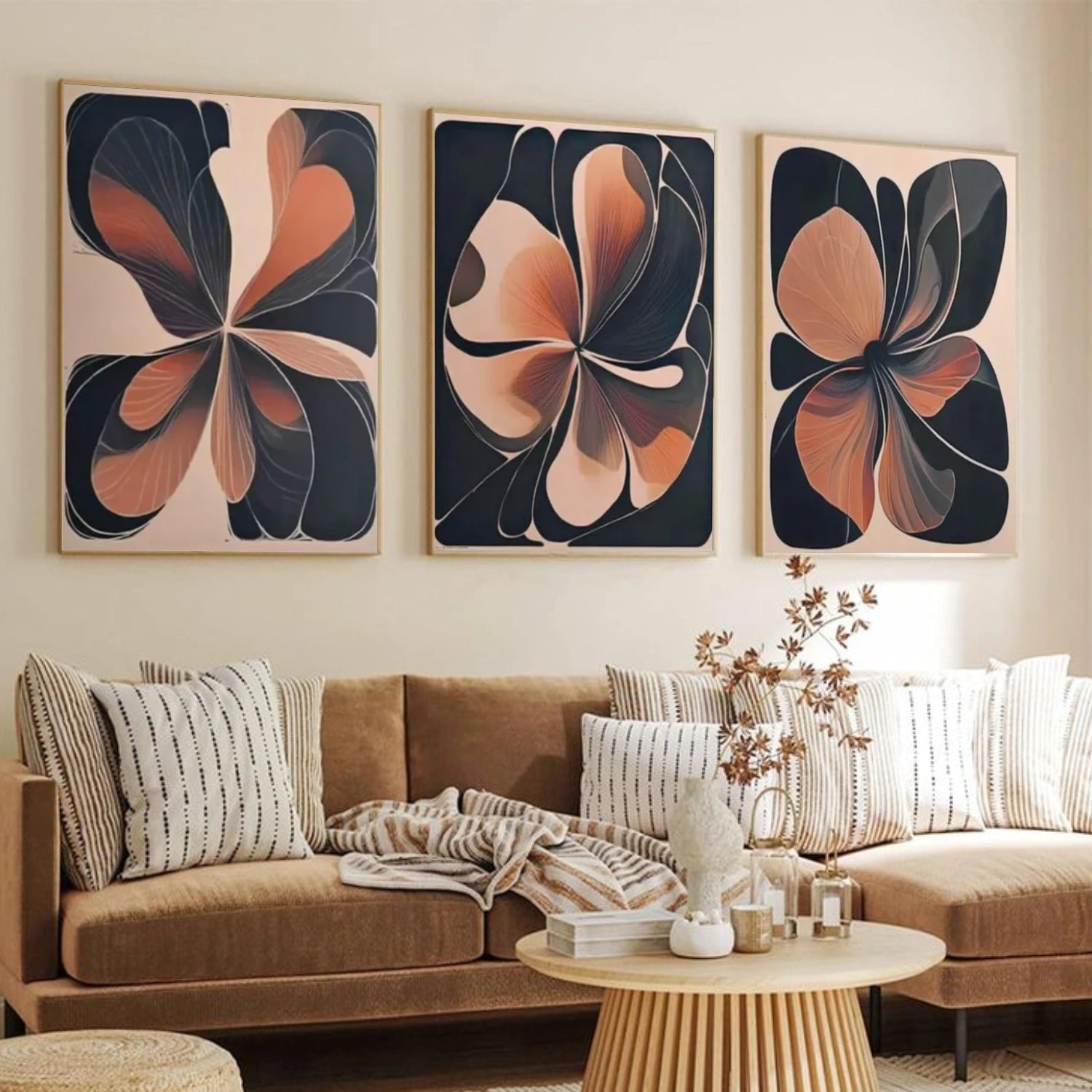 Flower & Tree Abstract Canvas Art Set Of 3 #FT 266