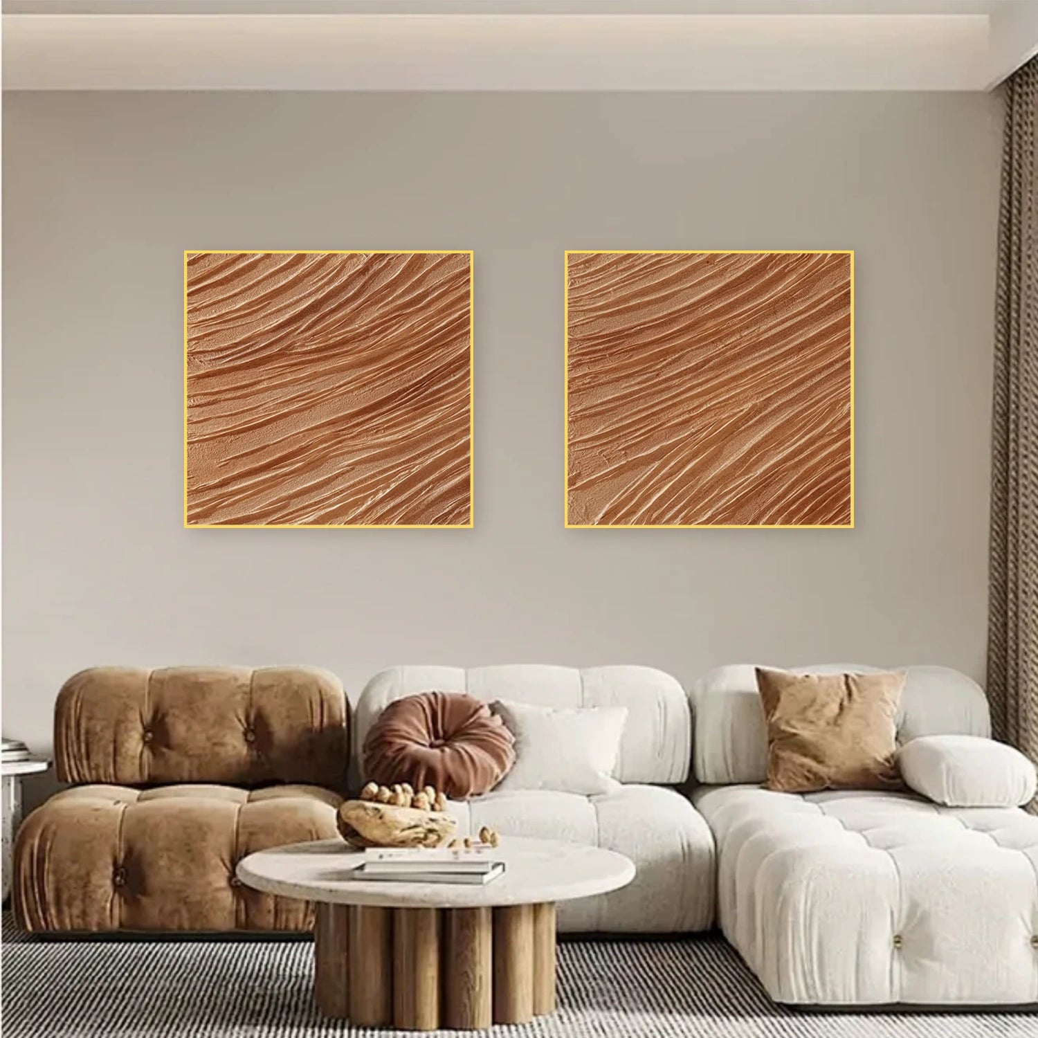 Brown Wabi Sabi Texture Square Set of 2 Wall Art #WS323