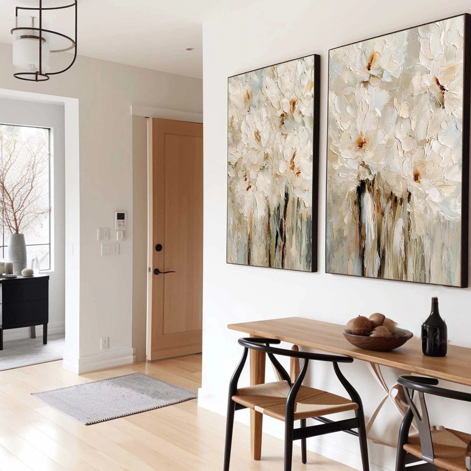 Flower & Tree Abstract Textured Canvas Set of 2  # FT 347