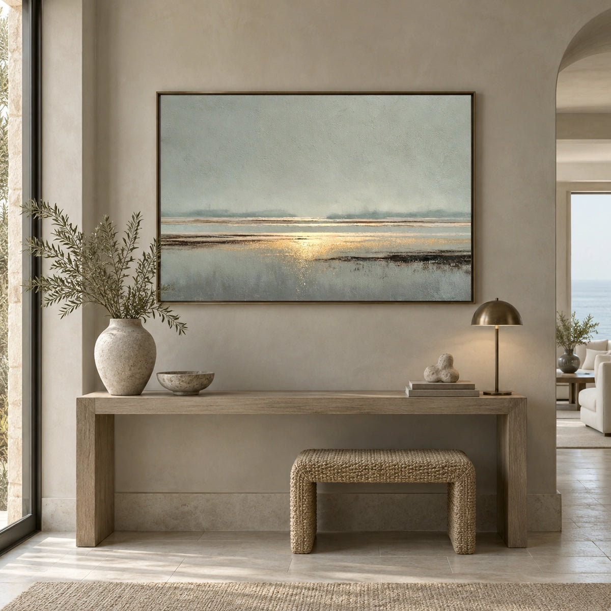 Ocean And Sky Abstract Canvas Art #OS482