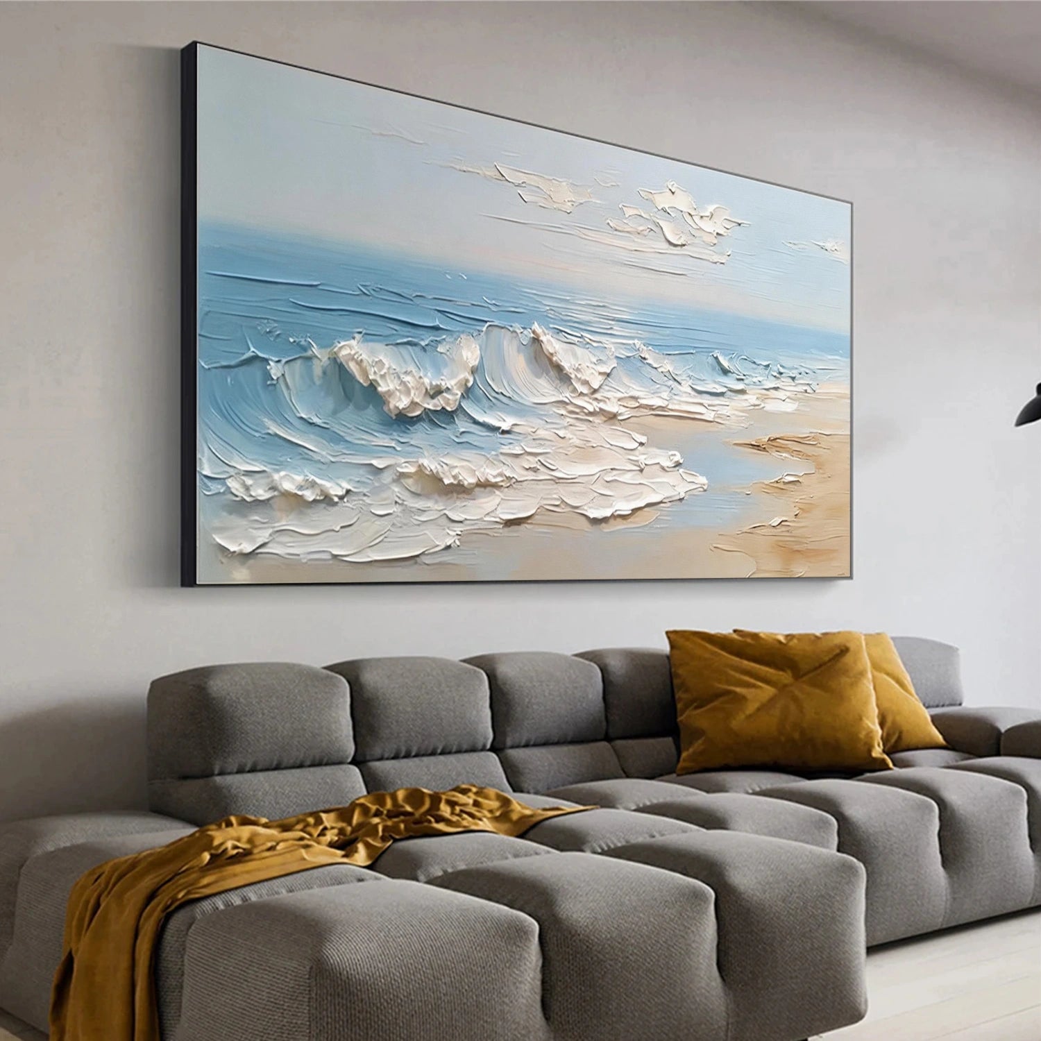 Ocean And Sky Abstract Texture Canvas Art #OS408