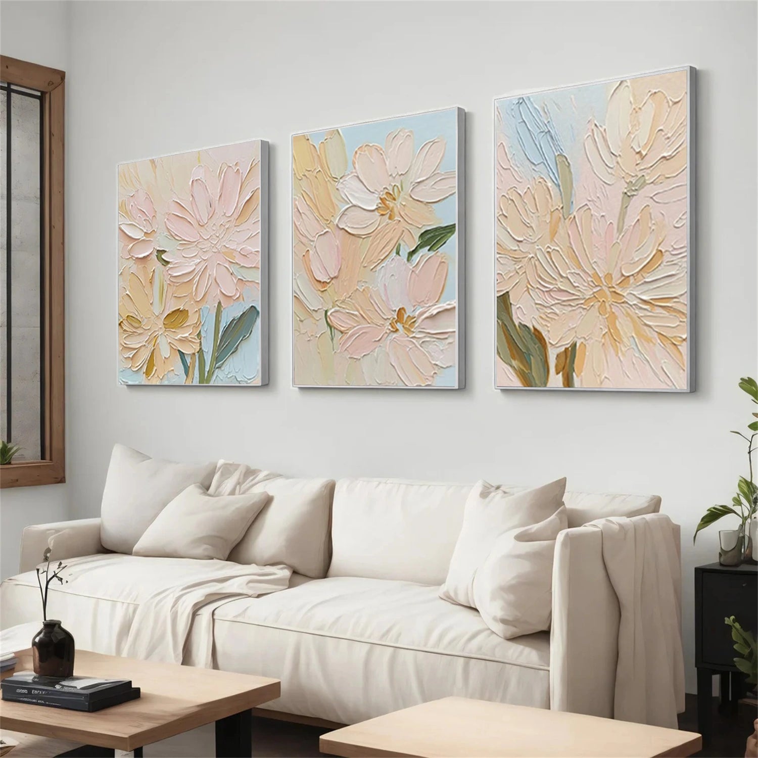 Flower & Tree Abstract Canvas Art Set of 3 # FT 339