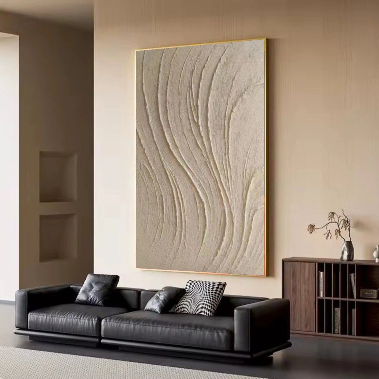Beige Minimalist Texture Canvas Set of 2 # MM413