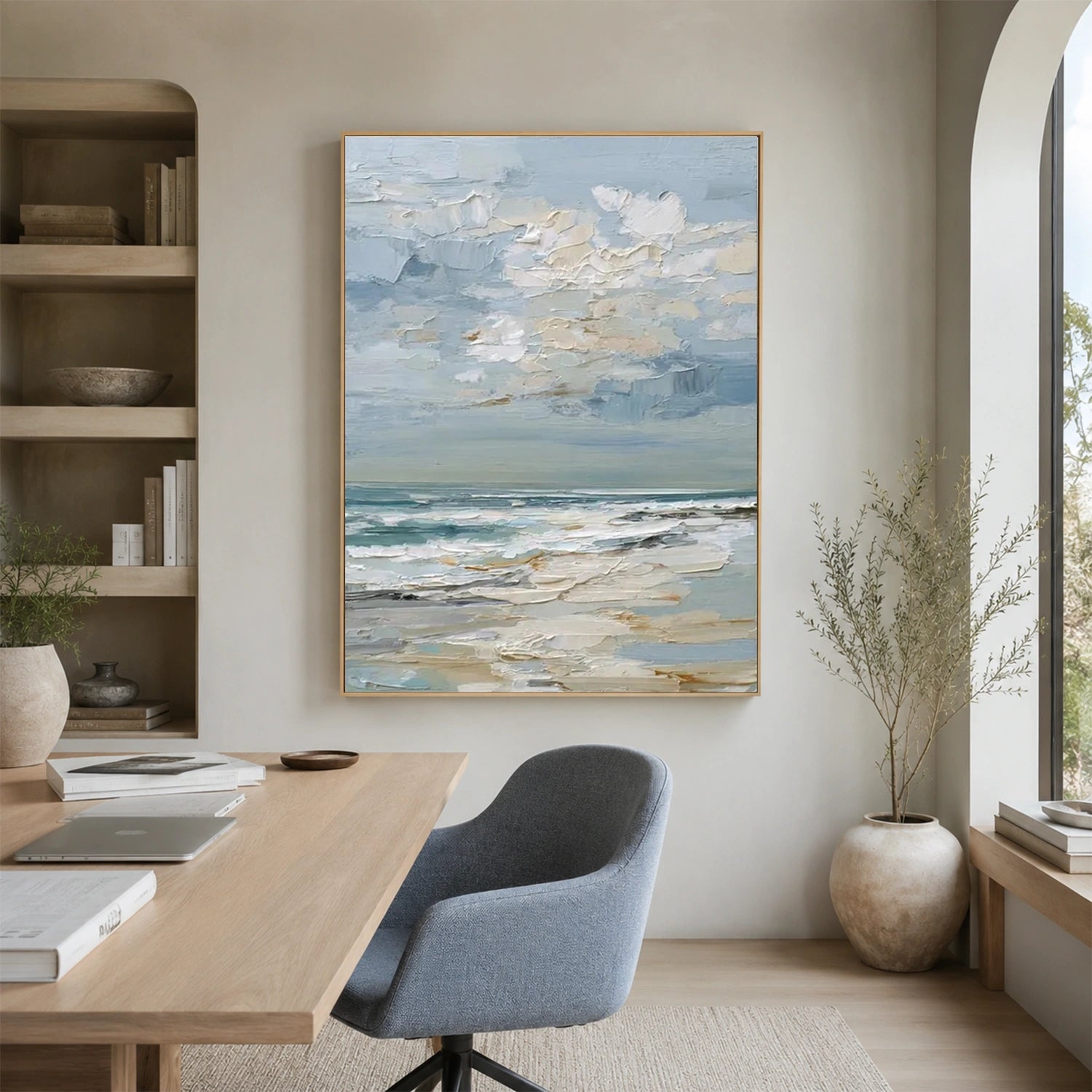 Ocean And Sky Abstract Canvas Art #OS470