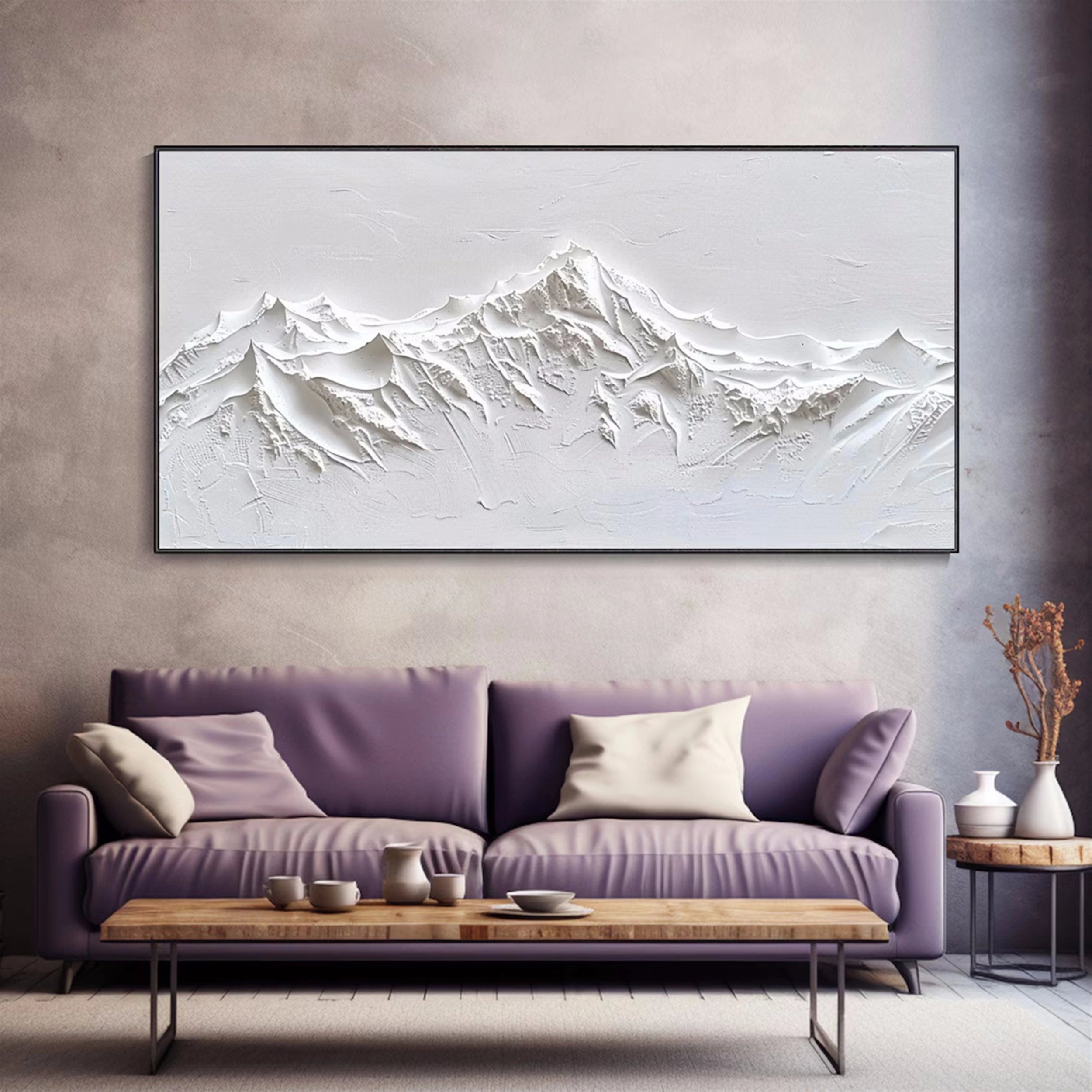 White Minimalist Textured Painting Canvas #MM132