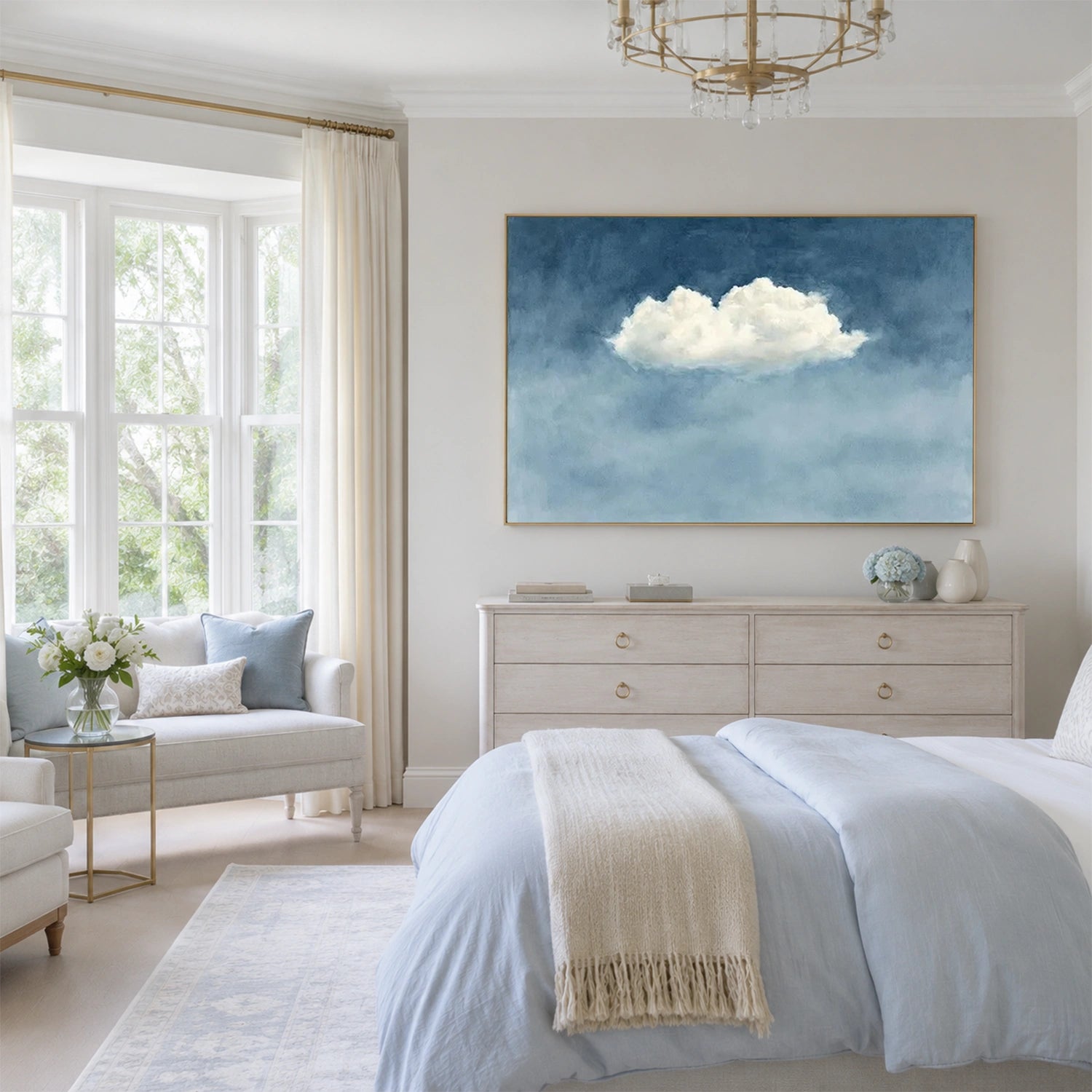 Ocean And Sky Abstract Canvas Art #OS457