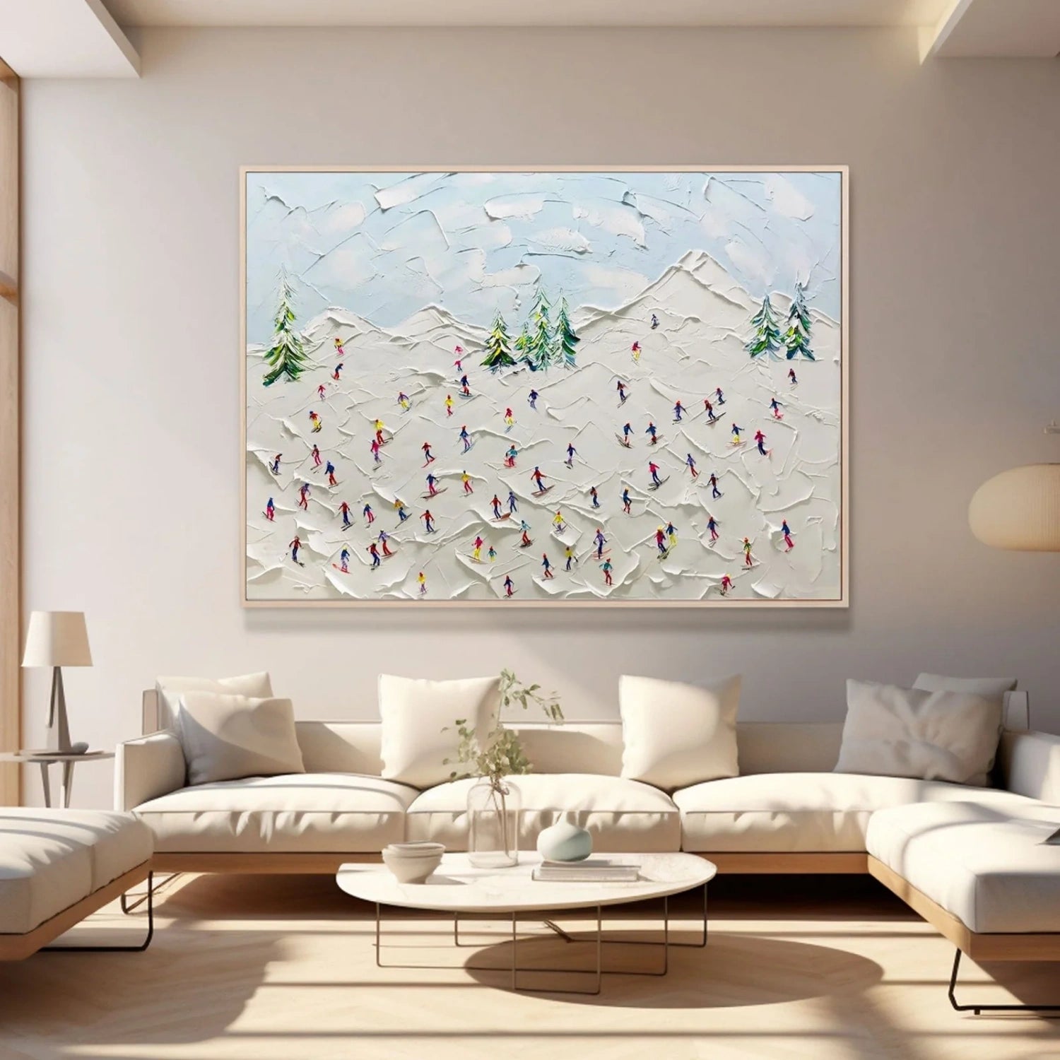 Skiing Sport Art Textured Painting Canvas # SP053