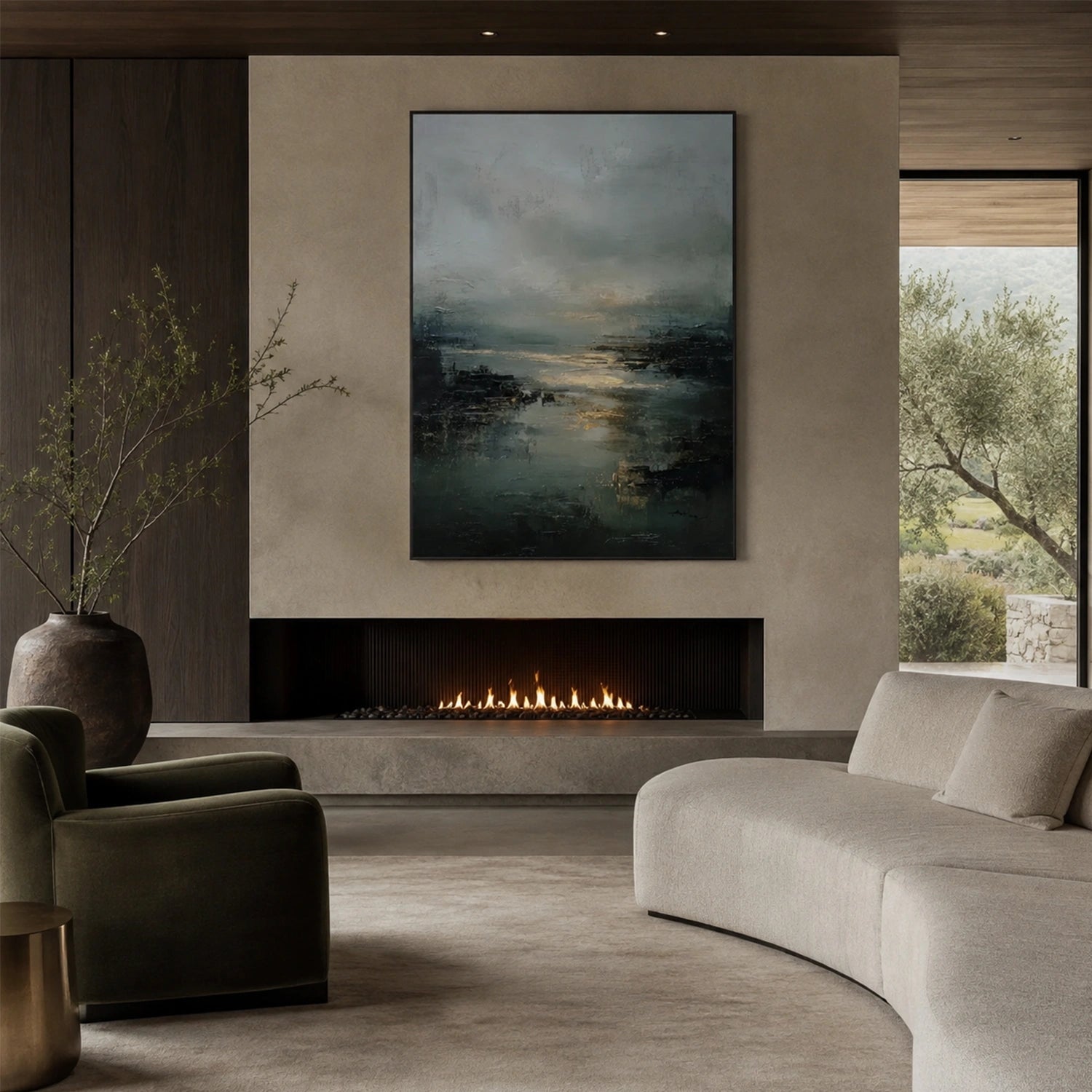 Ocean And Sky Abstract Canvas Art #OS463