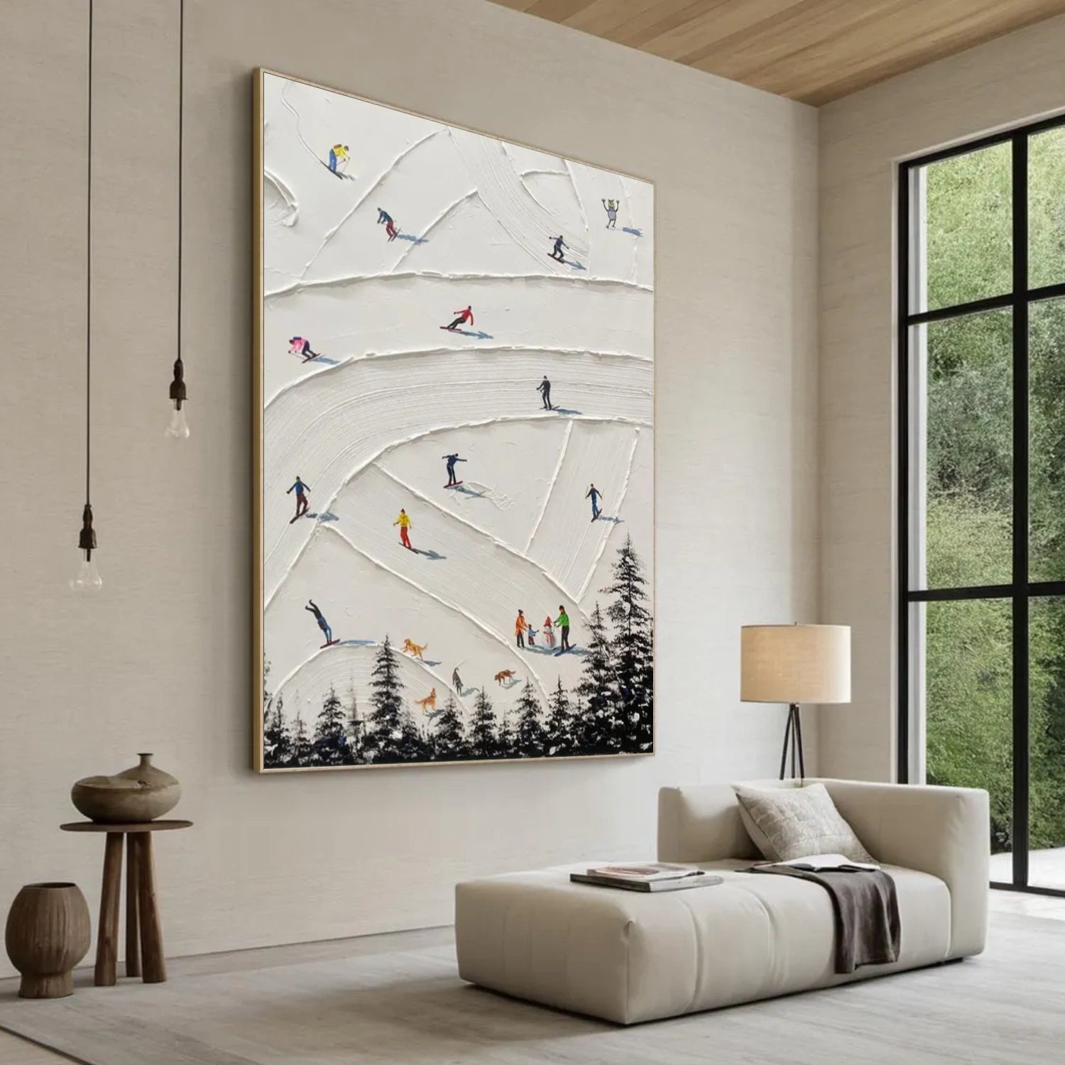 Skiing Sport Art Textured Painting Canvas # SA041