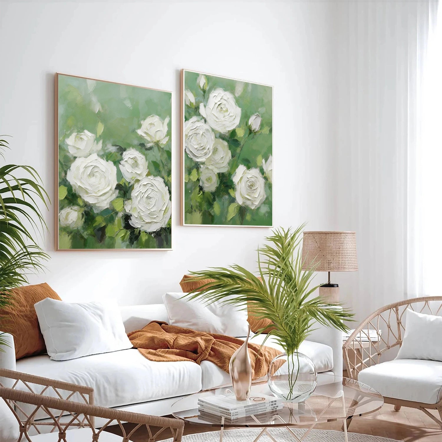 Flower & Tree Abstract Texture Canvas Art Set of 2 #FT 320