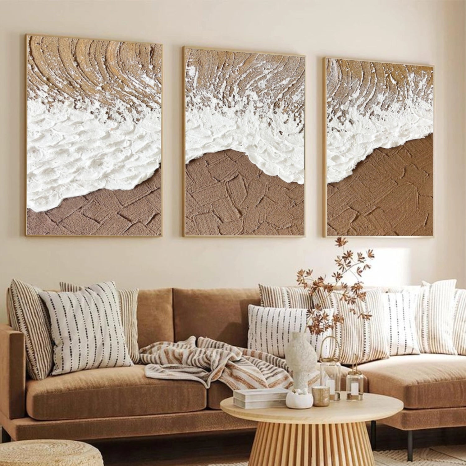 Ocean And Sky Abstract Texture Canvas Art Set of 3  #OS373