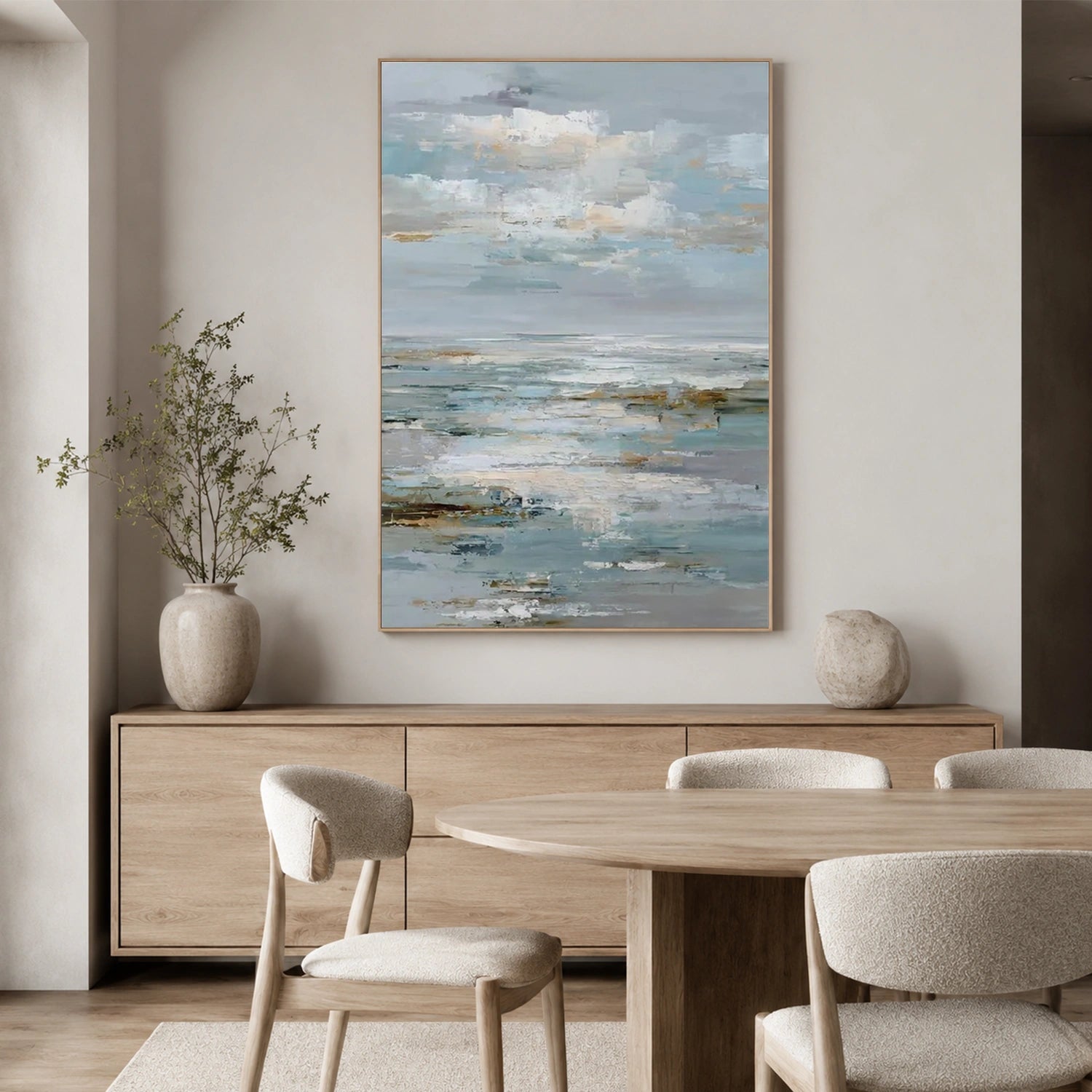 Ocean And Sky Abstract Canvas Art #OS469