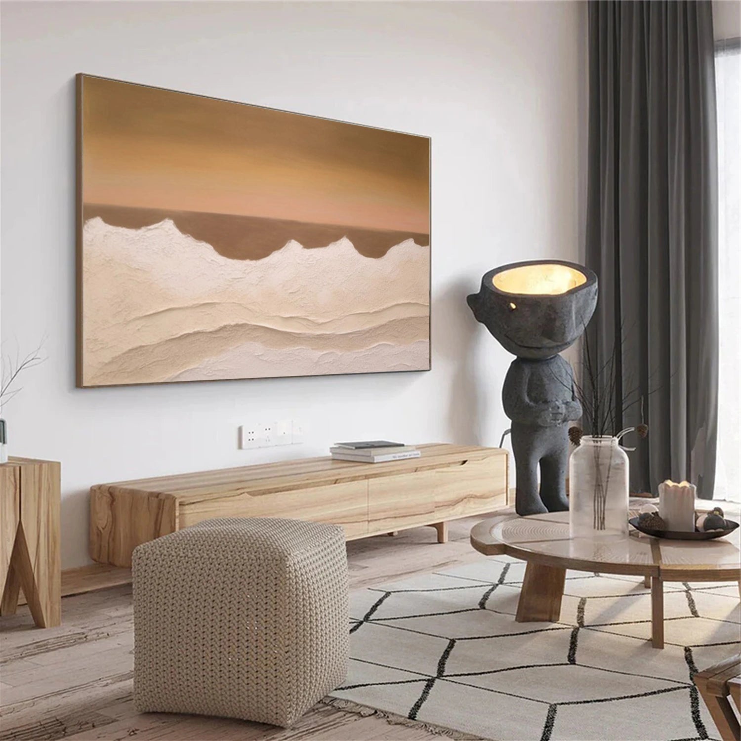 Ocean And Sky Abstract Texture Canvas Art #OS404