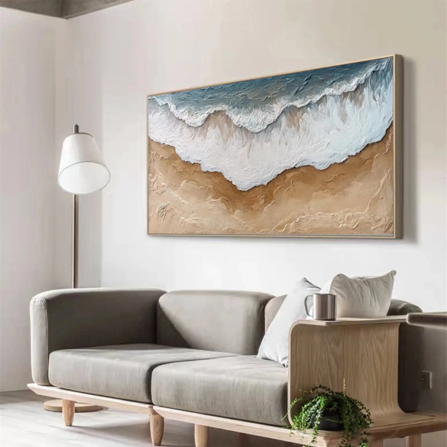 Ocean And Sky Abstract Textured Canvas Art #OS361