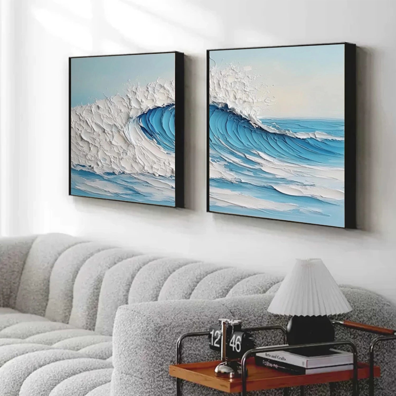 Ocean And Sky Abstract Texture Canvas Art Set of 2  #OS374