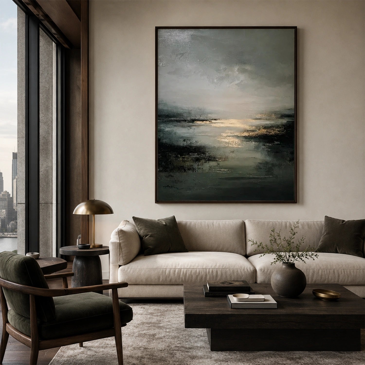 Ocean And Sky Abstract Canvas Art #OS460