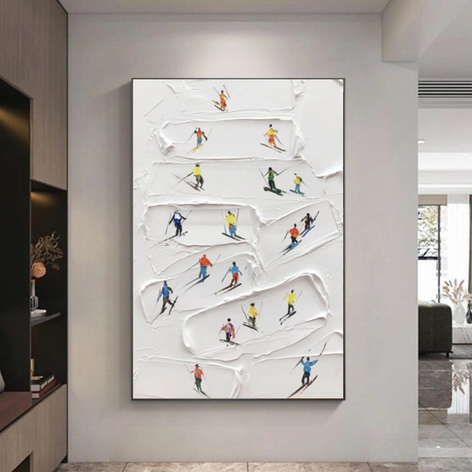 Skiing Sport Art Textured Painting Canvas # SA049
